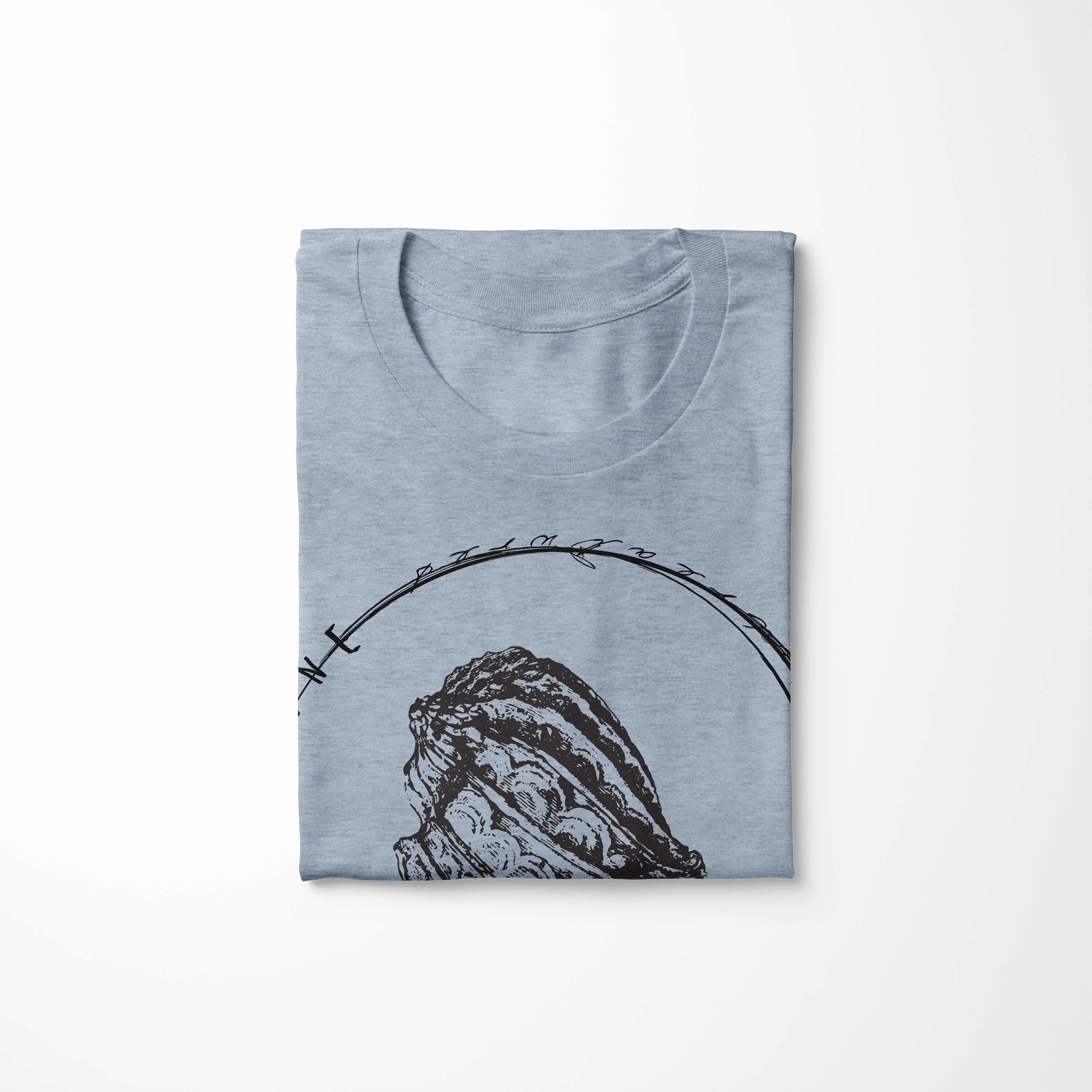Struktur Denim Fische sportlicher Sinus - Art feine Creatures, T-Shirt / T-Shirt 072 Sea Tiefsee Serie: und Schnitt Stonewash Sea
