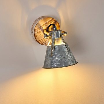 hofstein Wandleuchte »Croce« verstellbare Wandlampe aus Metall/Holz in Zink, ohne Leuchtmittel, 1xE27 Fassung, Wandspot im Retro/Vintage Design