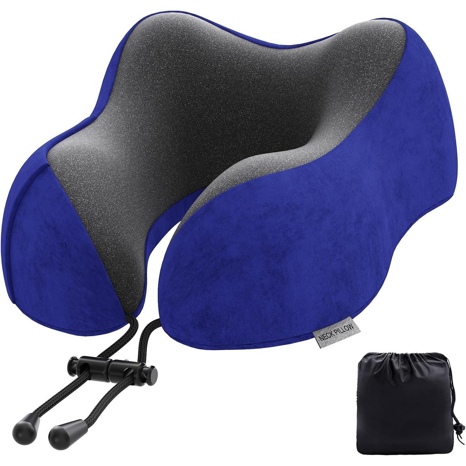 Halbmond-Kissen Nackenkissen Reisekissen Memory Foam Flugzeug Camping Auto Dunkelblau