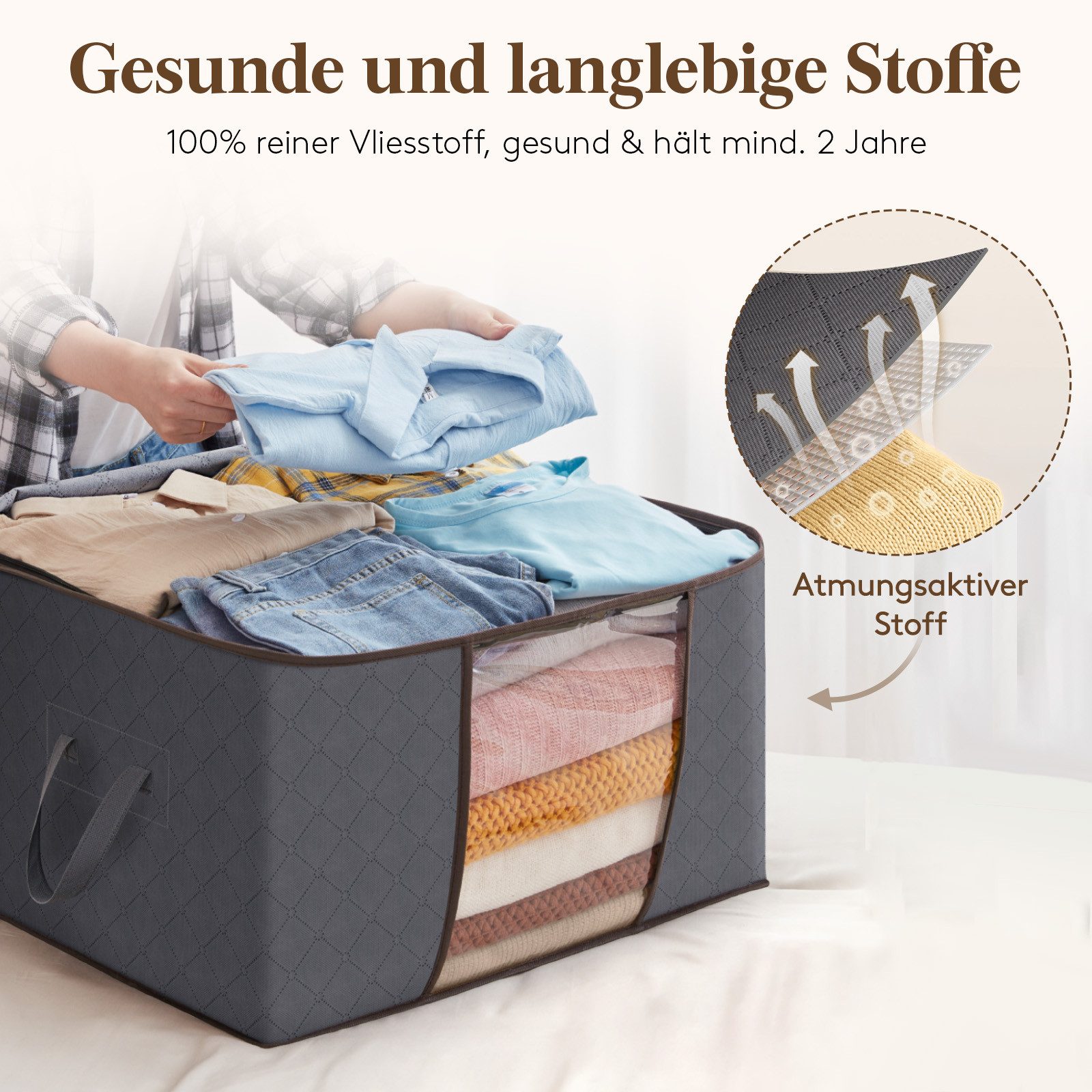 Lifewit Aufbewahrungsdose Aufbewahrungstasche mit Deckel, Kleiderschrank Organizer (Set, 2 St., 1 Stück/2 Stück/3 Stück/4 Stück/6 Stück/8 Stück), Klappbar, Non-woven fabric