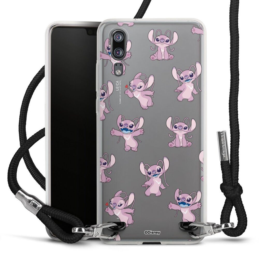 DeinDesign Handyhülle Lilo & Stitch Engel Disney Angel Faces Pattern Transparent, Huawei P20 Handykette Hülle mit Band Case zum Umhängen Cover mit Kette