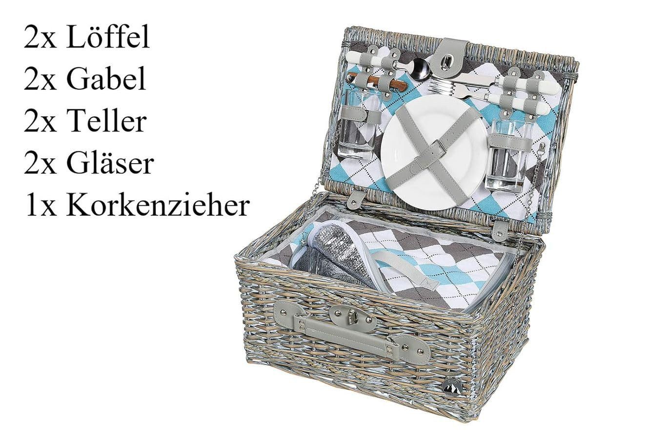Cilio Picknickkorb Cilio - Picknick-Korb "Stresa" Weide mit Besteck & Geschirr 2