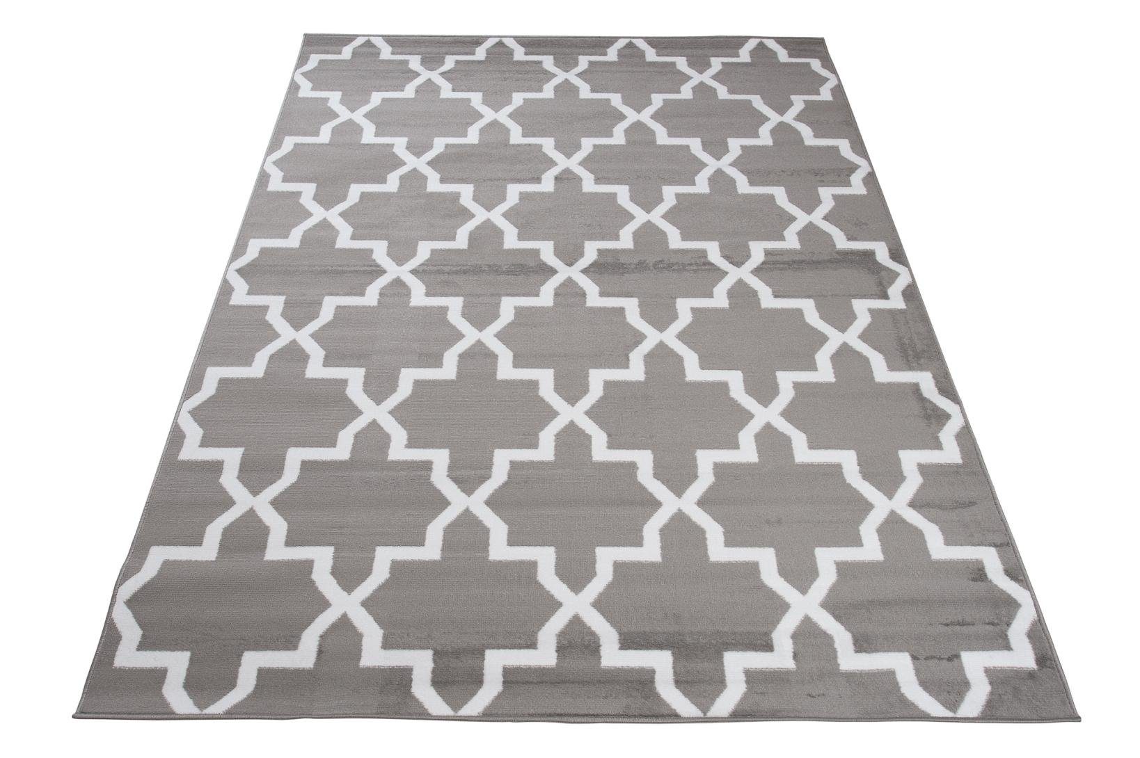 Modern mm, Fußbodenheizung, Teppich Designteppich Mazovia, Höhe - Kurzflor 7 cm, 140 x Geometrische Kurzflor, Geeignet grau für 70 Muster