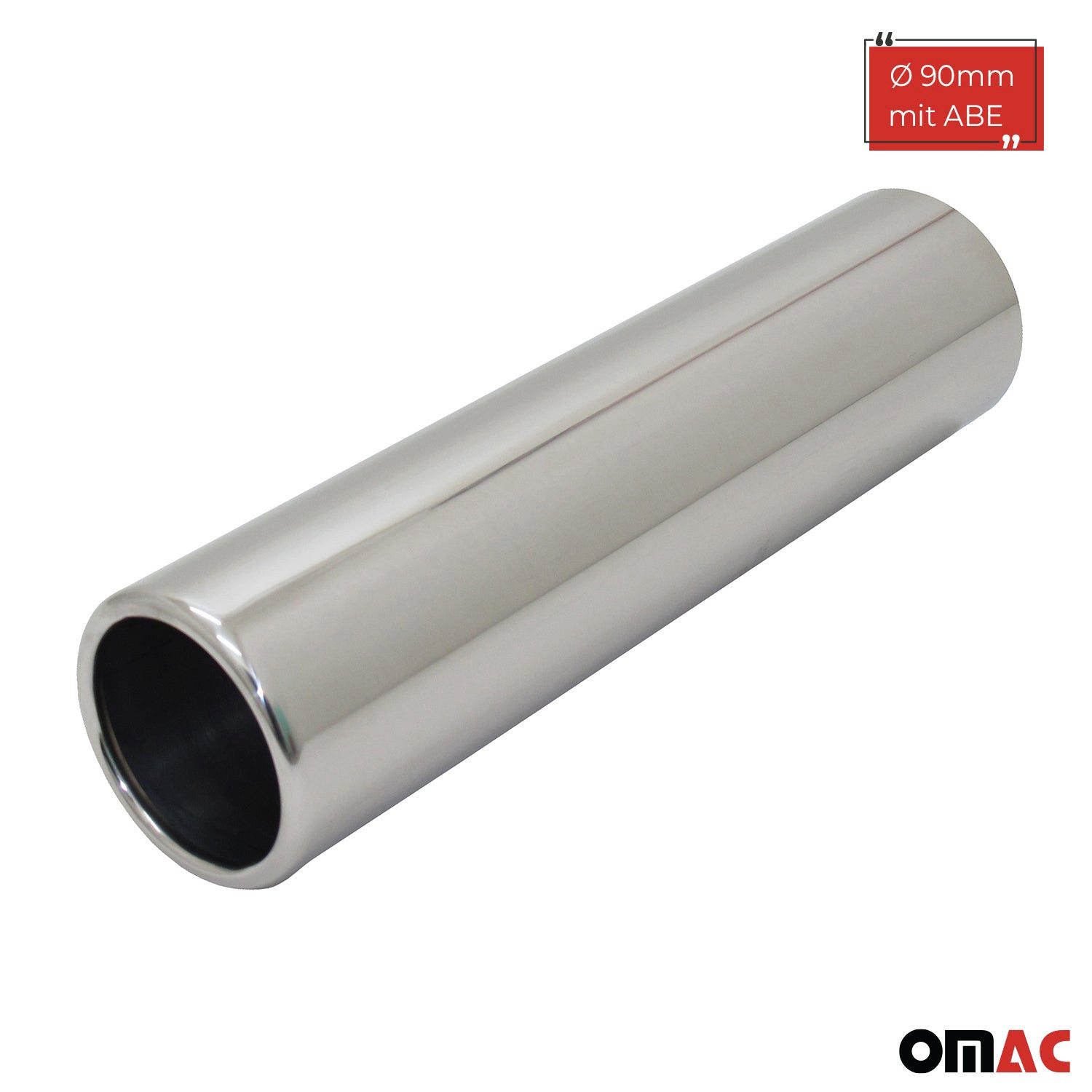 OMAC Auspuff-Flexrohr Endrohr Edelstahl 1x90mm zum ANSCHWEISSEN AUSPUFF ENDSCHALLDÄMPFER ABE, (1-tlg), Leicht austauschbar - Einzelausstieg