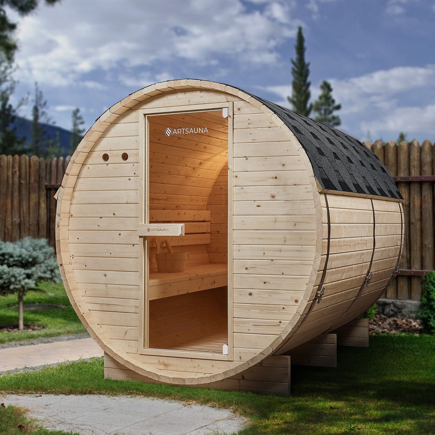 Artsauna Fasssauna Spitzbergen 220, BxTxH: 191 günstig online kaufen