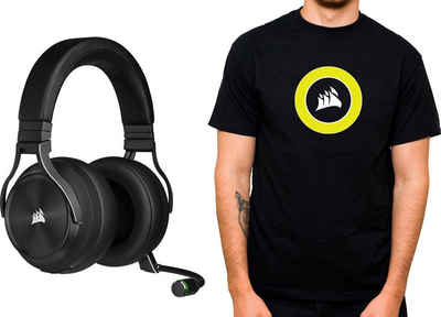 Corsair »VIRTUOSO RGB WIRELESS XT + gratis T-Shirt« Gaming-Headset (Mikrofon abnehmbar, A2DP Bluetooth, HFP, HSP)