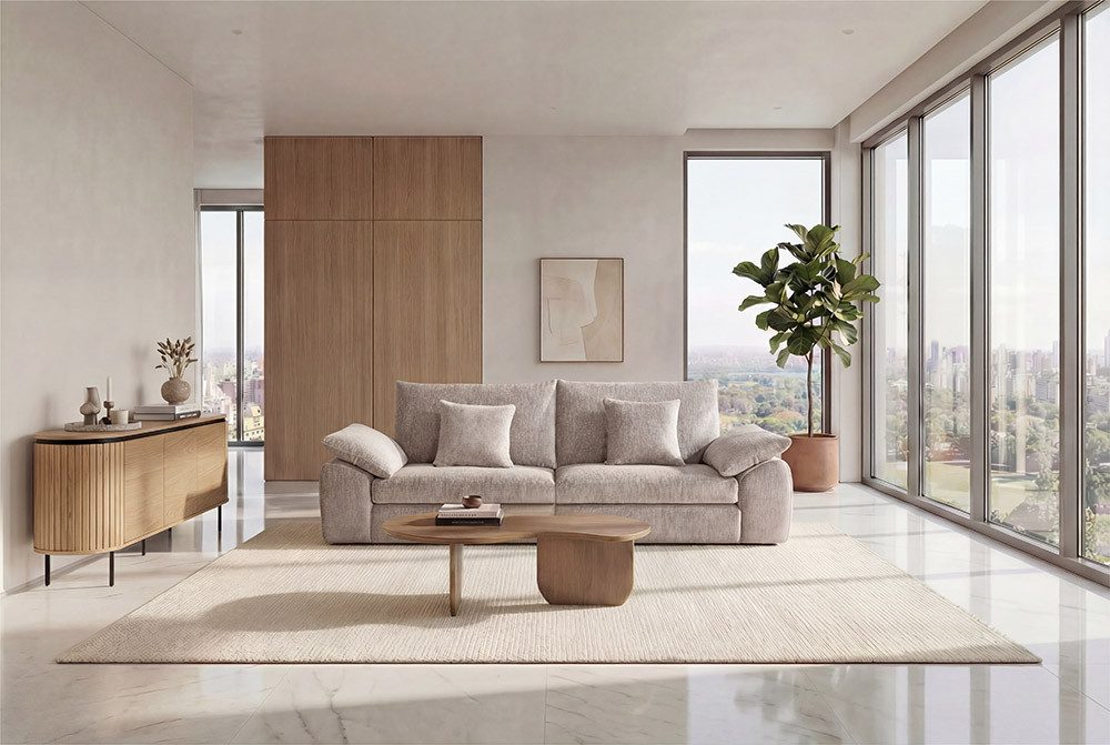 riess-ambiente Sofa SOHO 225cm beige – 3-Sitzer, Chenille, Nosagefederung, Rundum-Bezug, Einzelartikel 1 Teile, großzügige Couch mit hohem Sitzkomfort – ideal fürs Wohnzimmer