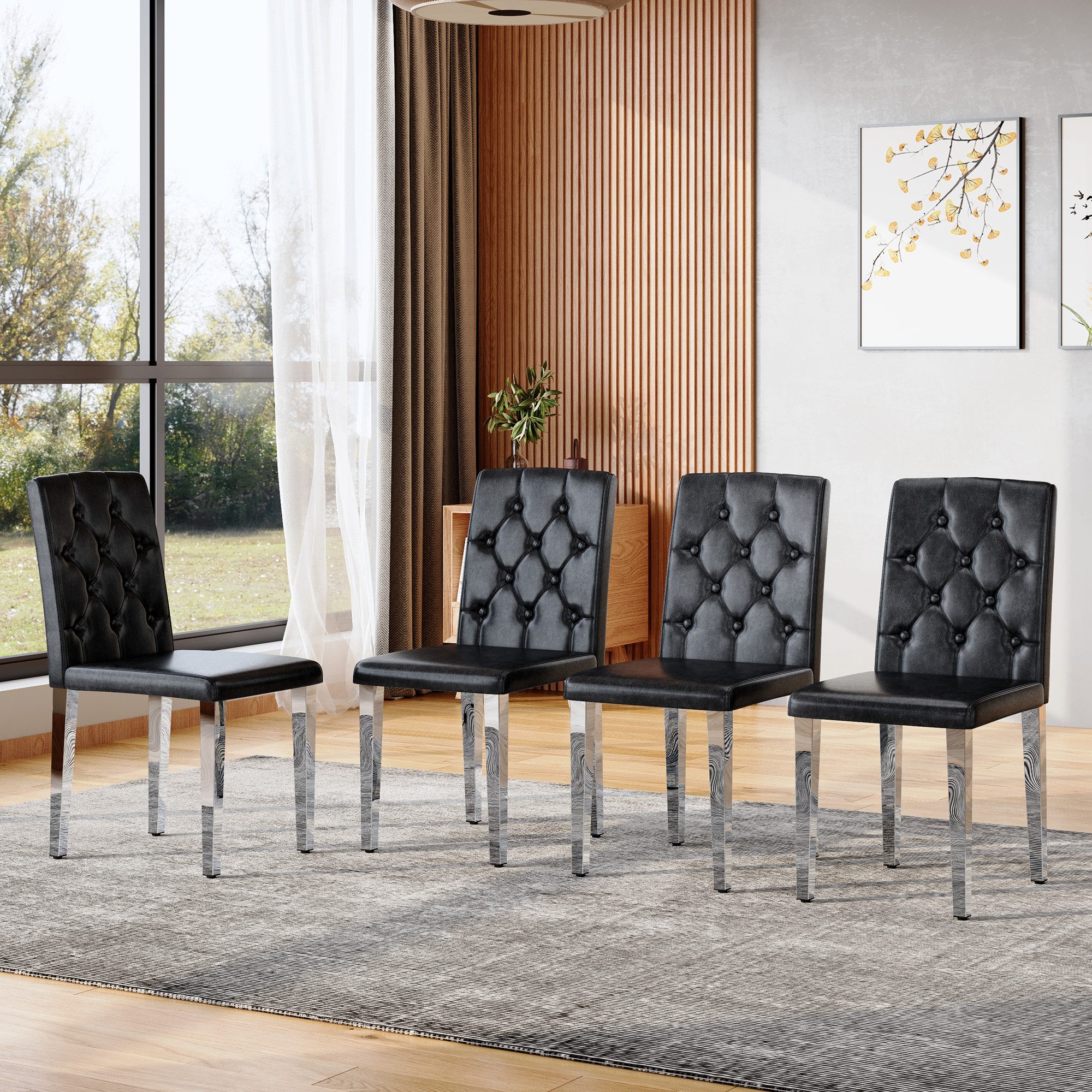 JUFU Esszimmerstuhl 4er Set mit Metallbeinen in luxuriösem europäischem Stil (4 St), Polsterstuhl, Küchenstuhl, Lehnstuhl 42 x 46 x 89 cm