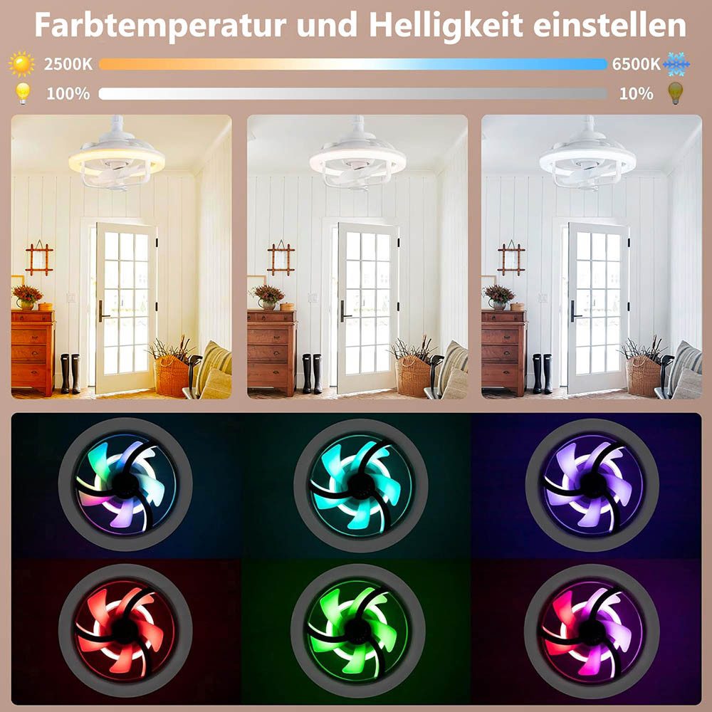 Rosnek Deckenventilator mit RGB Beleuchtung und günstig online kaufen