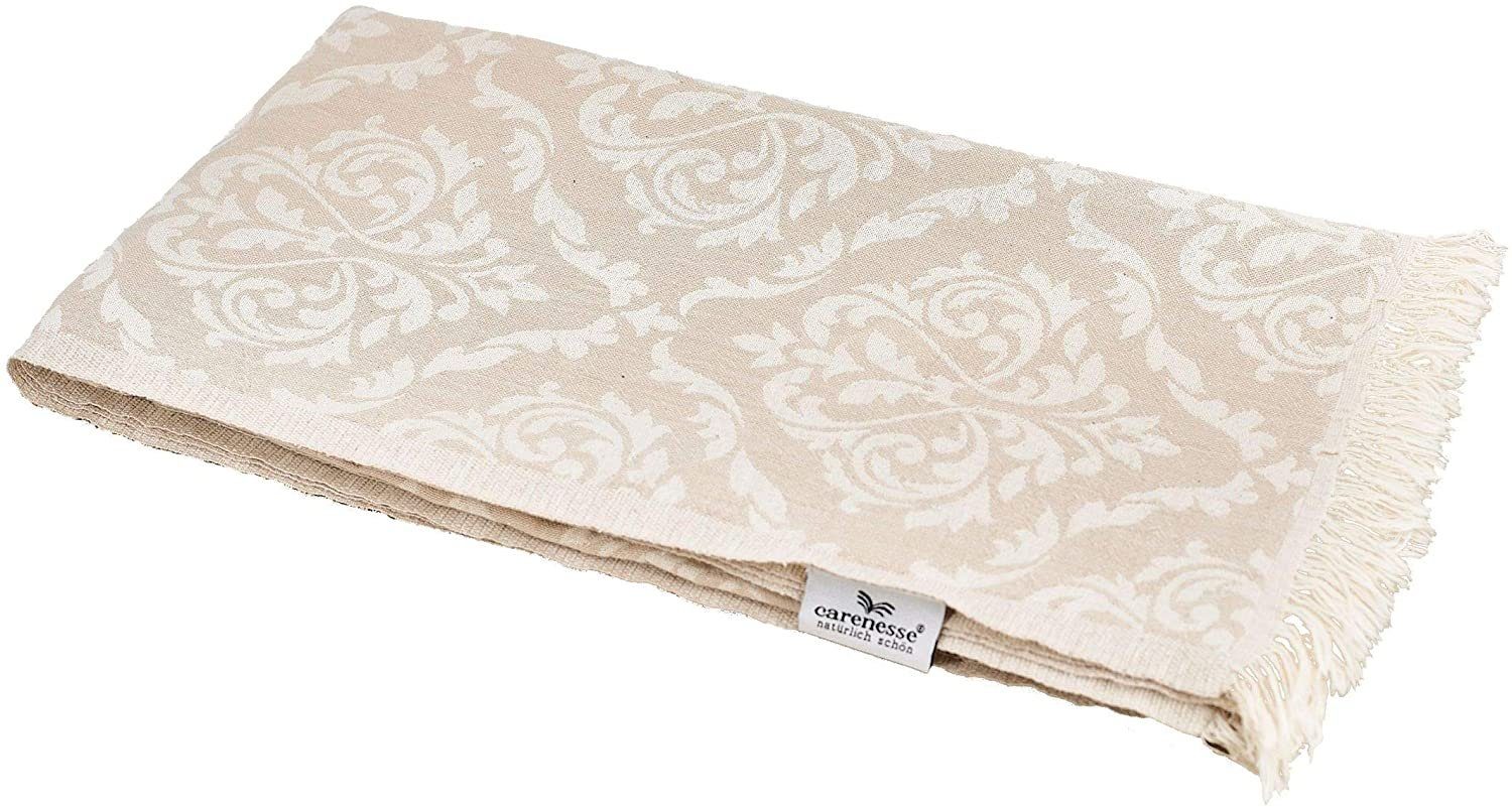 Carenesse Hamamtuch Barock beige 90 x 175 cm, leichtes Pestemal Fouta Handtuch Saunatuch, Baumwolle, Strandtuch aus 100% Baumwolle Badedecke Tischdecke Dekodecke