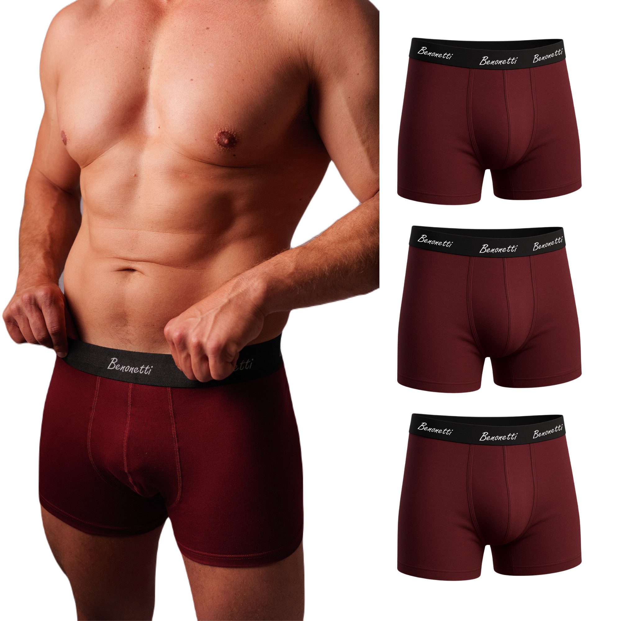 Benonetti Boxershorts weich, langlebig & atmungsaktiv, kein Aufrollen (3 Pa günstig online kaufen