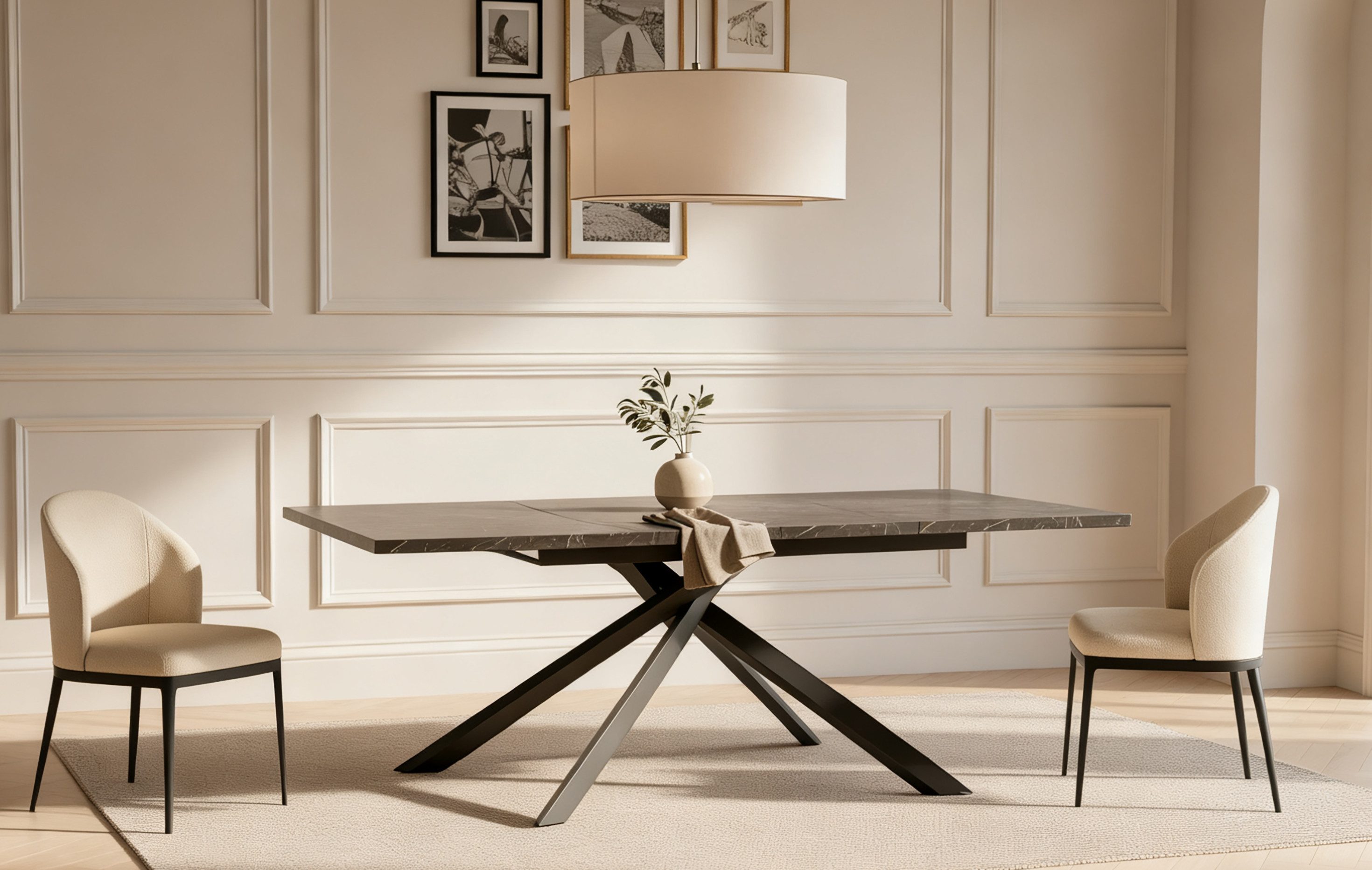 DUBI Möbel Esstisch MALTE, Metallgestell, ausziehbar, 140-180-220cm, 2 Einl günstig online kaufen