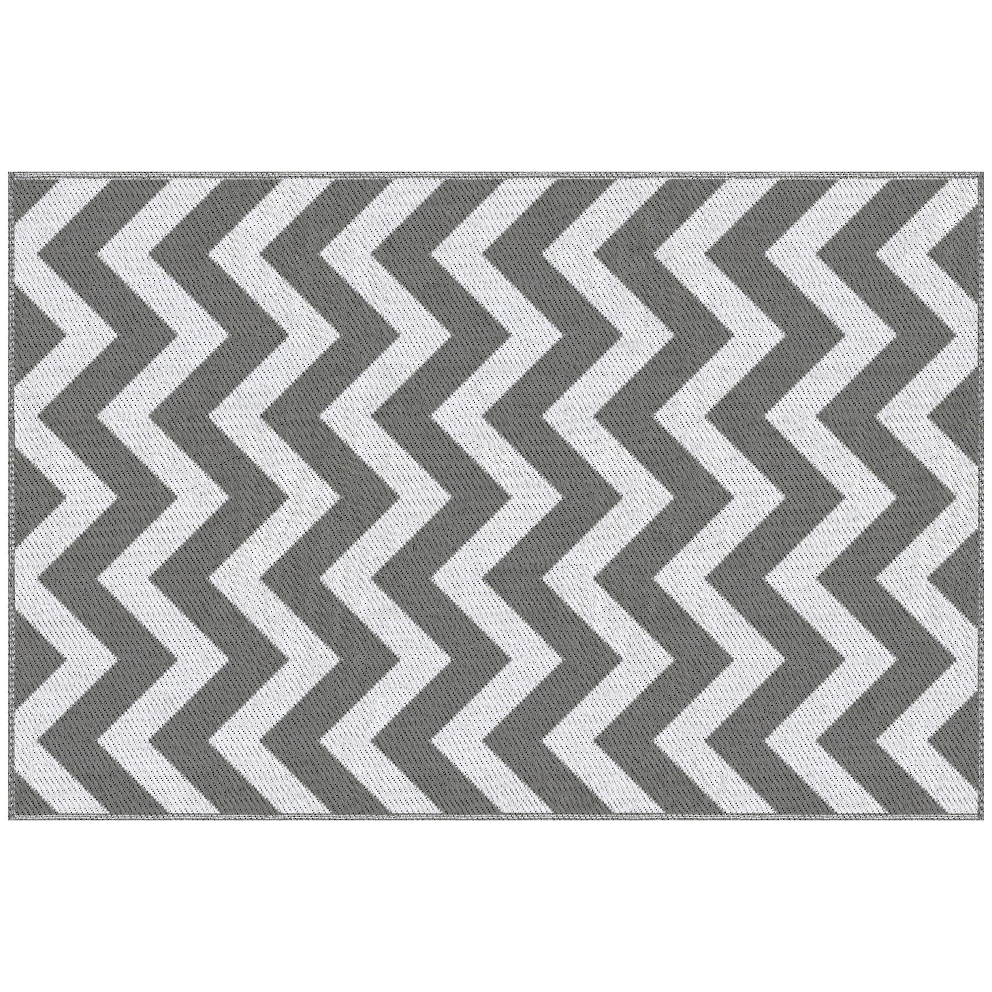 MC Star Outdoorteppich Wasserdichter Kunststoffteppich 121x182cm, Hellgrau+Weiß