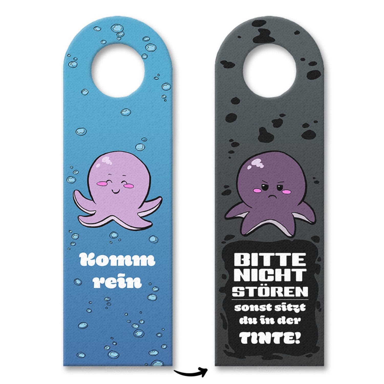 Dekohänger Bitte nicht stören - komm rein Türhänger 3er Set mit Tintenfisch Motiv