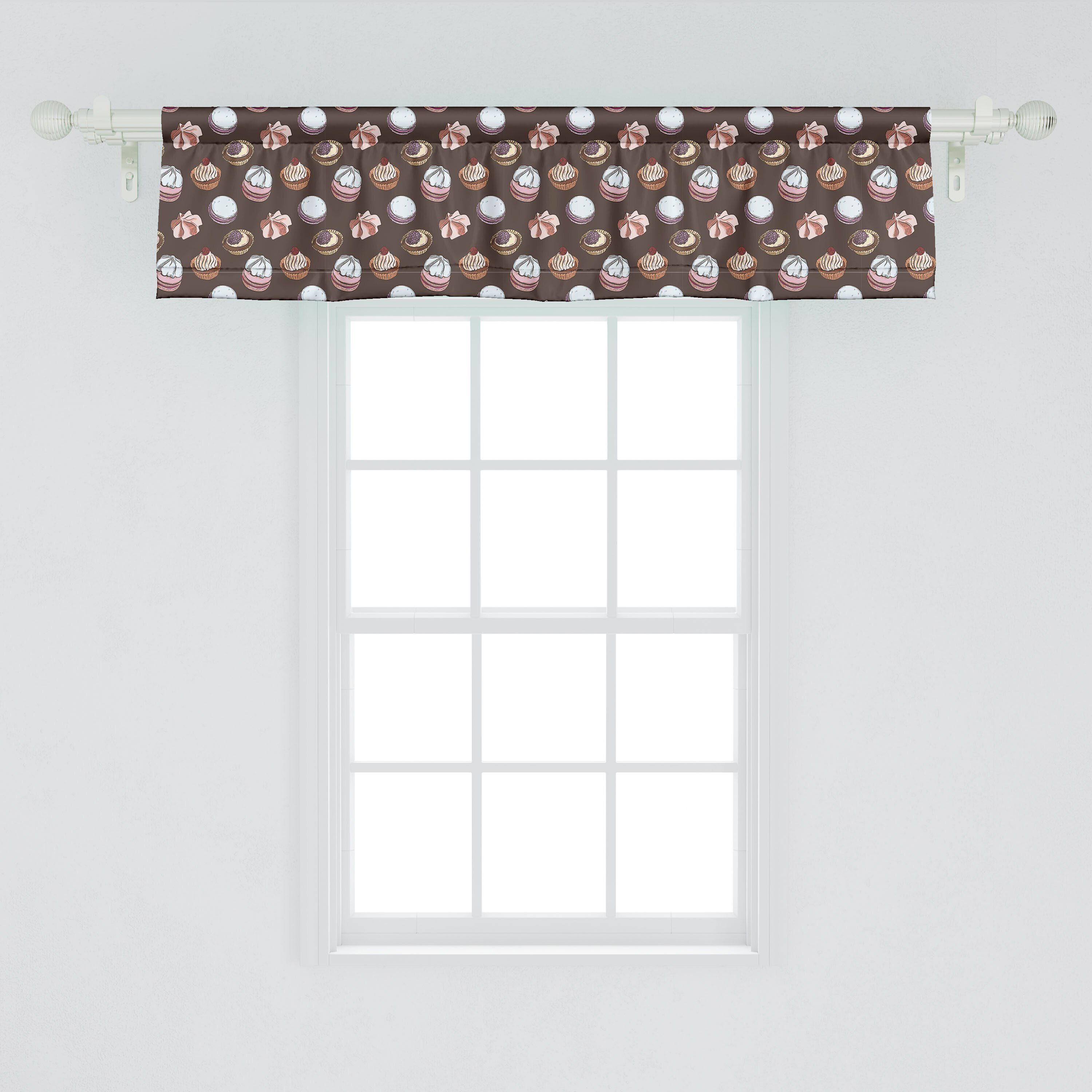 Scheibengardine Vorhang Küche Cupcakes Volant Stangentasche, mit Microfaser, Dessert Schlafzimmer Verschiedene Kuchen für Dekor und Abakuhaus