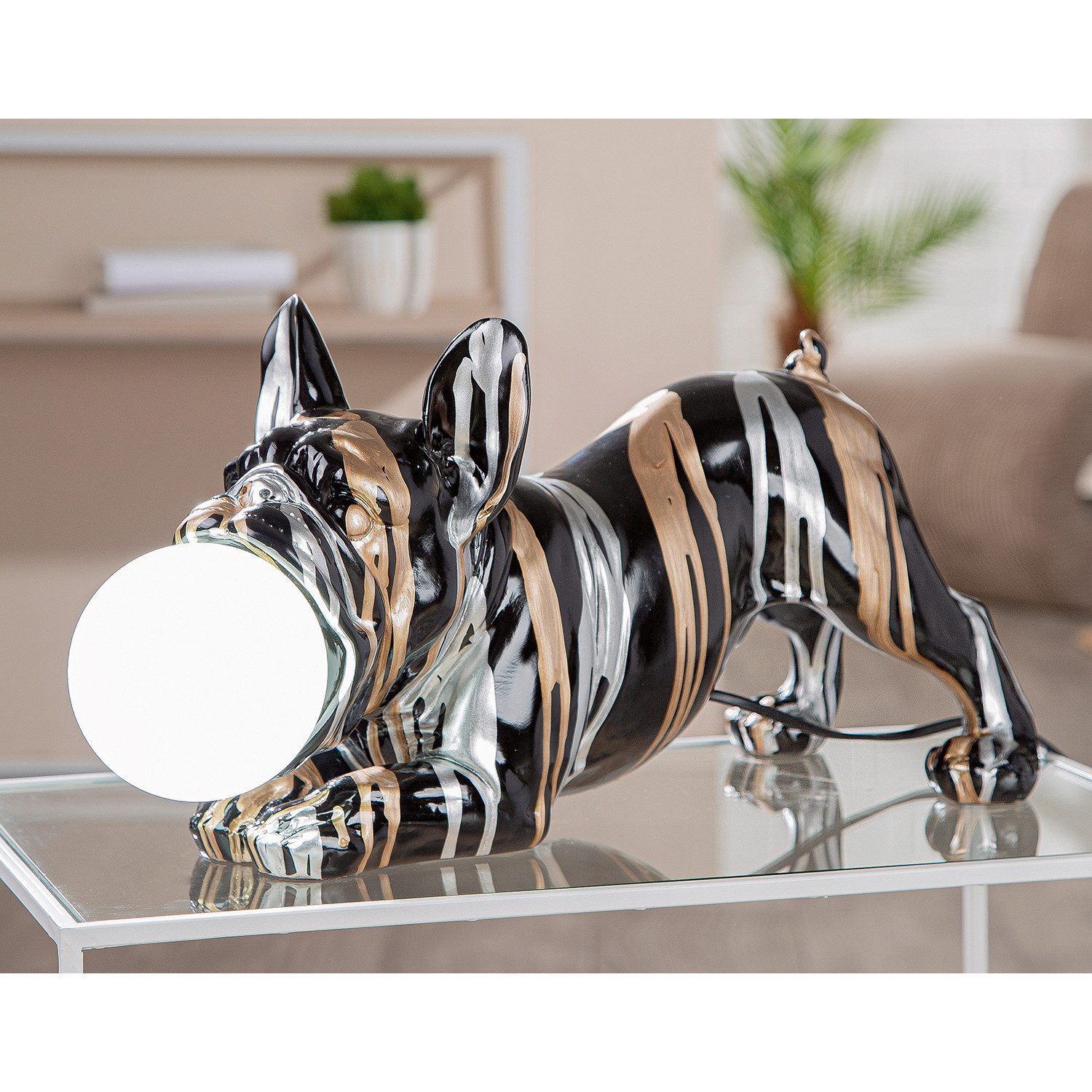 GILDE Tischleuchte DRIP Tischleuchte - schwarz - Kunstharz - Höhe 22cm x Breite 48cm, Tischlampe - Schreibtischlampe - Nachttischlampe