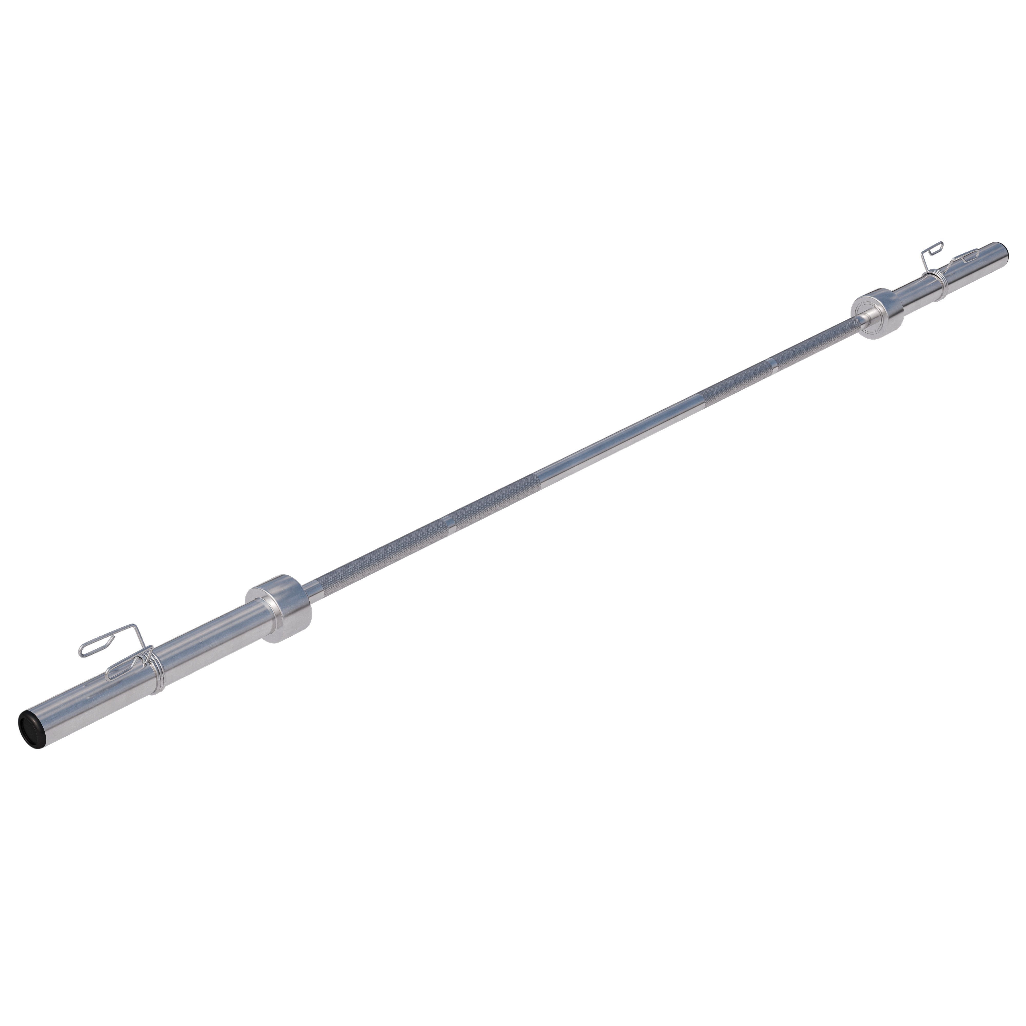 GORILLA SPORTS Olympiastange Langhantelstange - 218 / 220 cm, Gerändelt, 2 Federverschlüss, Ø 50 mm, Chrom, Olympische Hantelstange bis 450 kg Belastbar, Verchromt