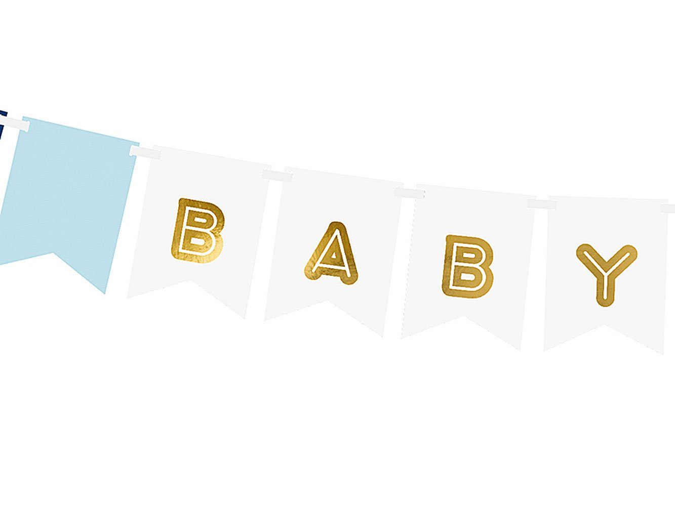 partydeco Wimpelkette, Girlande Banner Baby Boy 15x160cm blau