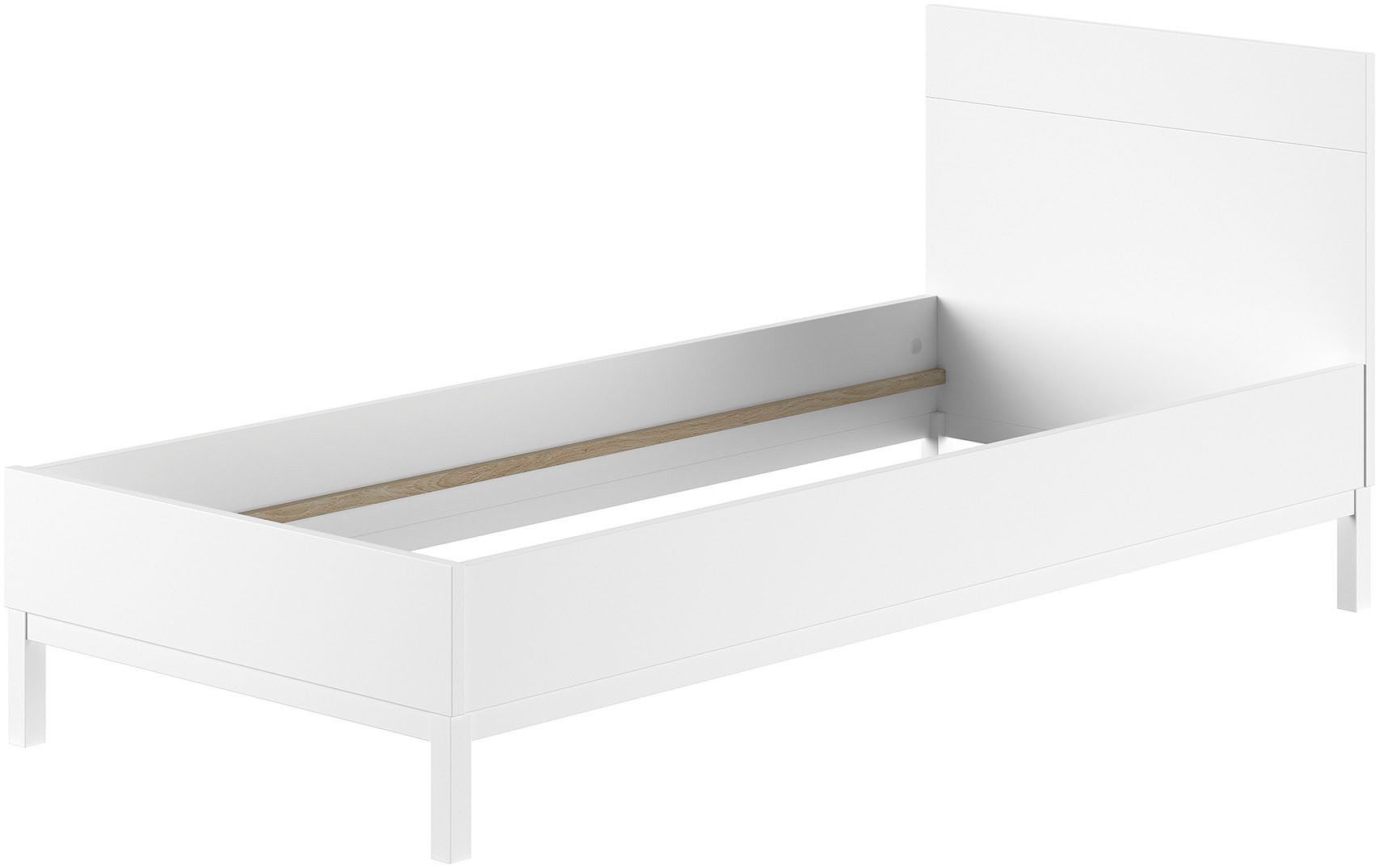Vipack Einzelbett in gradlinigem Design, glattem Kopfteil und pflegeleichter Oberfläche, 90x200, komfortable Liegehöhe, vielseitig, weiß lackiert