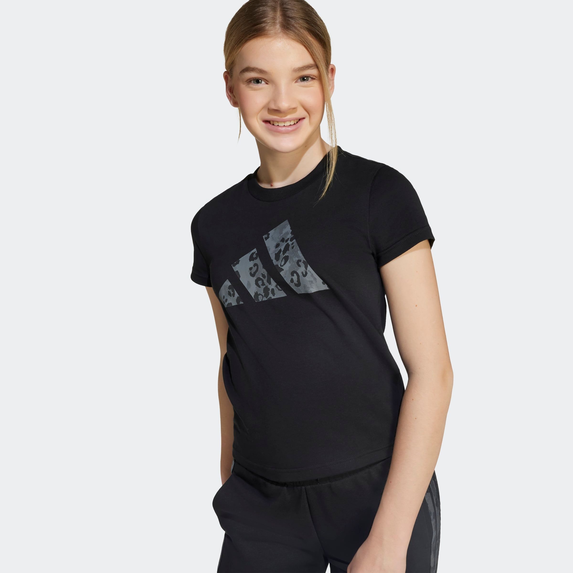 adidas Sportswear T-Shirt G ANML SJ BL T mit Rundhalsausschnitt, ohne Verschluss, mit Animalprint