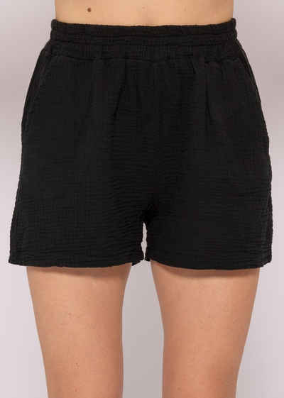 SASSYCLASSY Shorts Musselin Sommer Hose Damen Kurz 100 % Baumwolle (Musselin), atmungsaktiv, sehr leicht, Made in Italy