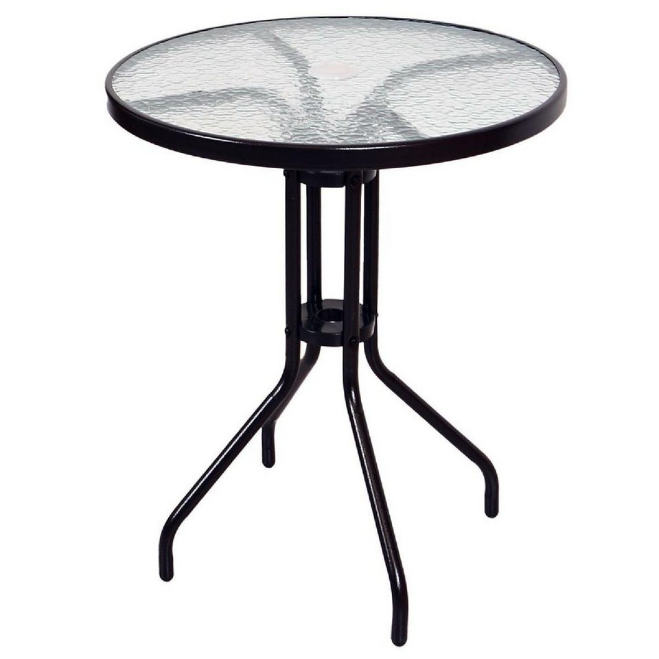 VCM Gartentisch Bistro Tisch mit Glasplatte, - praktische Tischgröße von  60cm Durchmesser