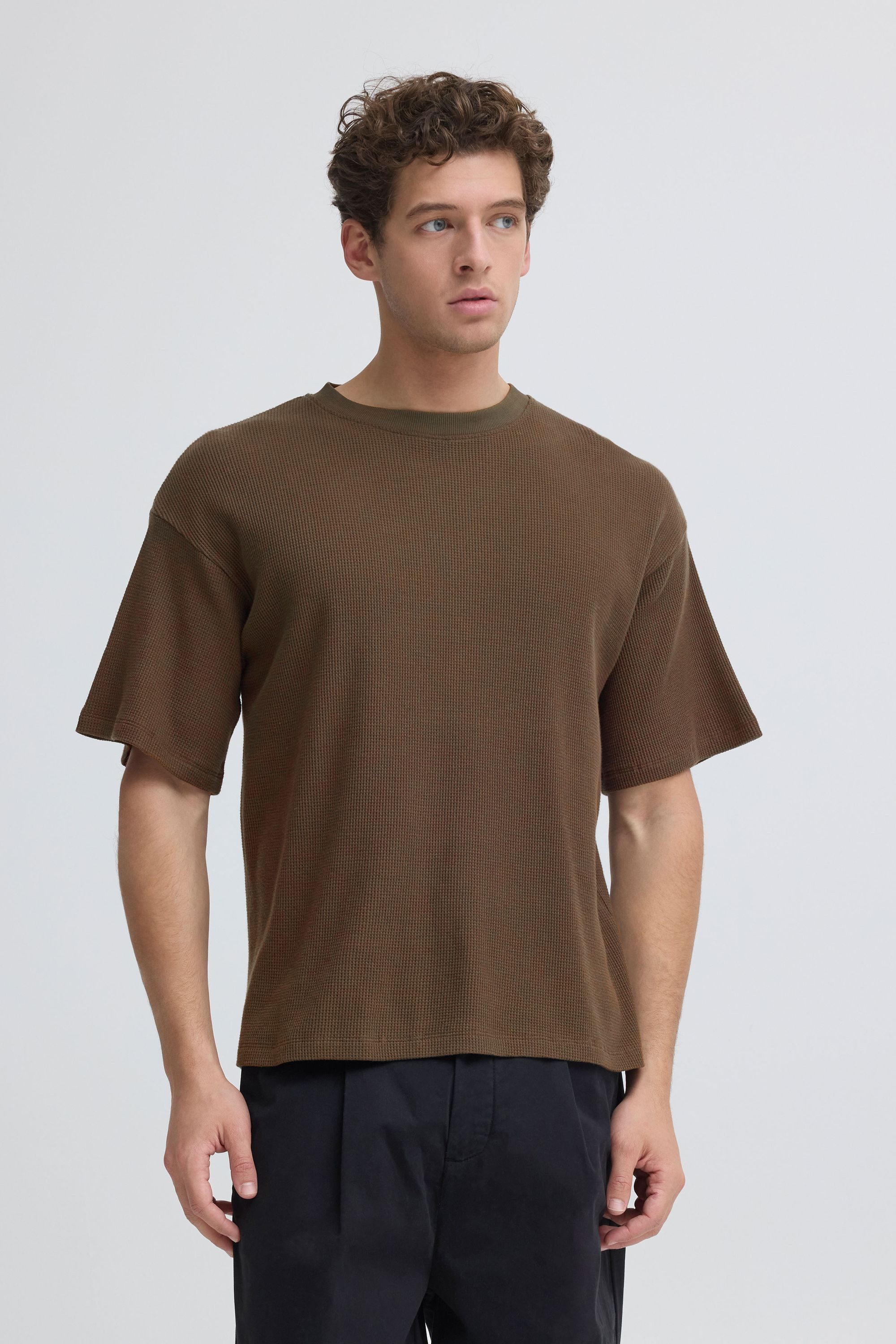 Casual Friday Rundhalsshirt CFHurdal T-Shirt mit Waffel Struktur - Relaxed Fit