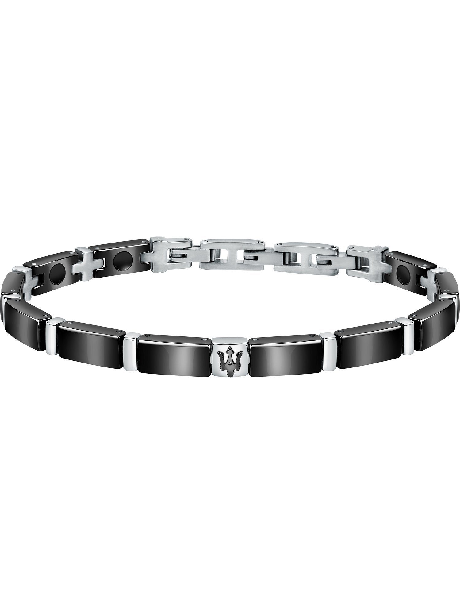 MASERATI Edelstahlarmband Maserati Herren-Armband Edelstahl, Keramik schwarz, silber