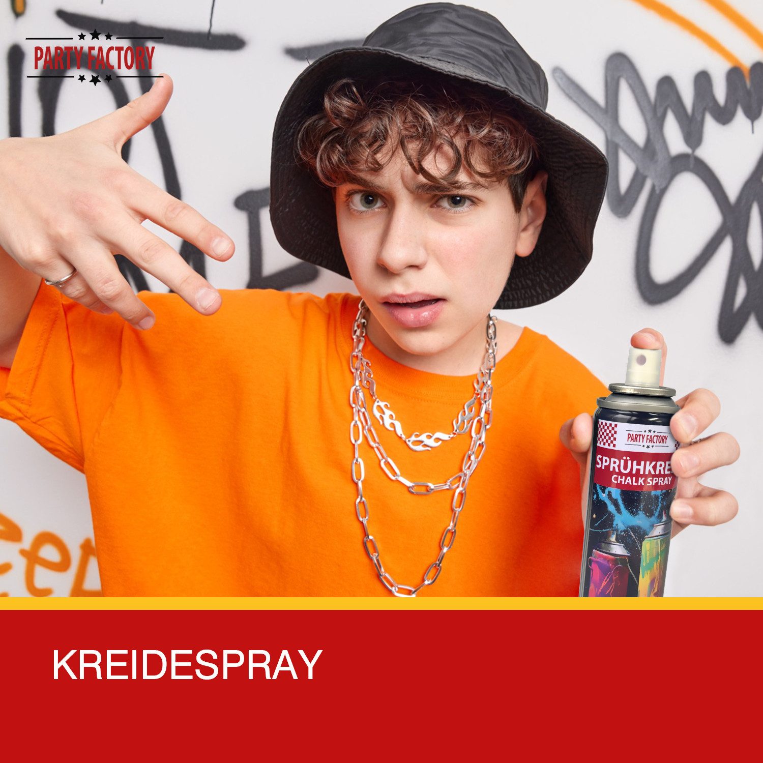 Party Factory Kreidespray Sprühkreide 100 ml – Abwaschbares Kreidespray in 6 Farben Markierungen, für Sport, Events, Spiele und kreative Outdoor-Projekte