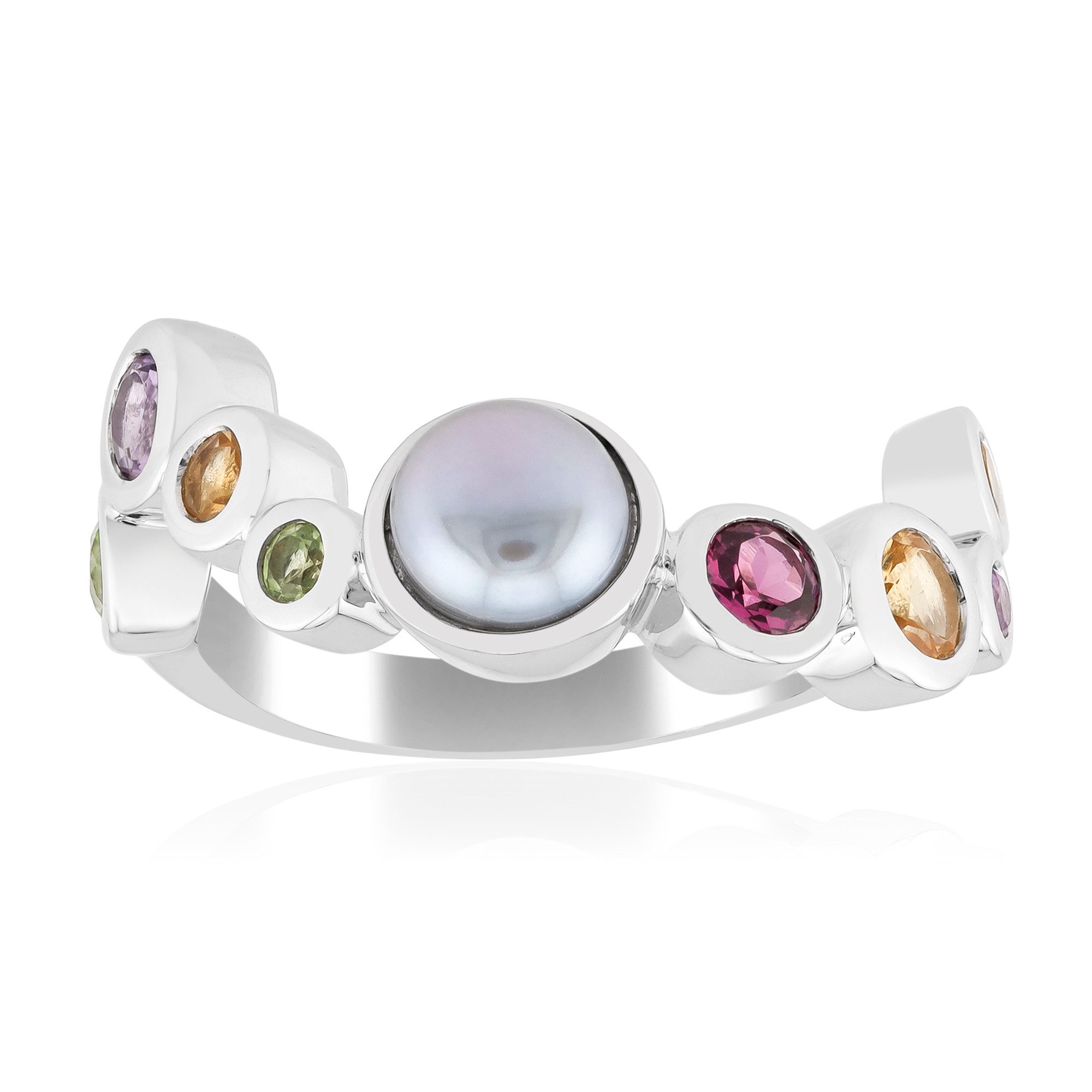 Cavill Perlenring Schicker Ring aus Sterlingsilber mit Perle und Edelstein (1-tlg)