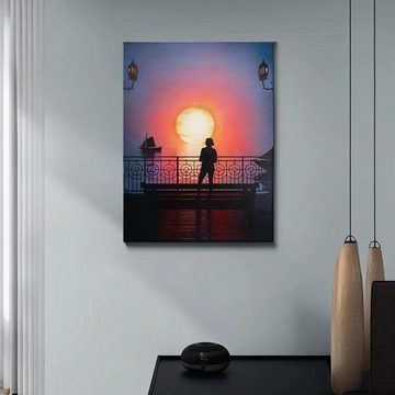 DOTCOMCANVAS® Leinwandbild A Peaceful Sunset, Leinwandbild Sonnenuntergang Landschaftsbild AI KI generiert Wandbild