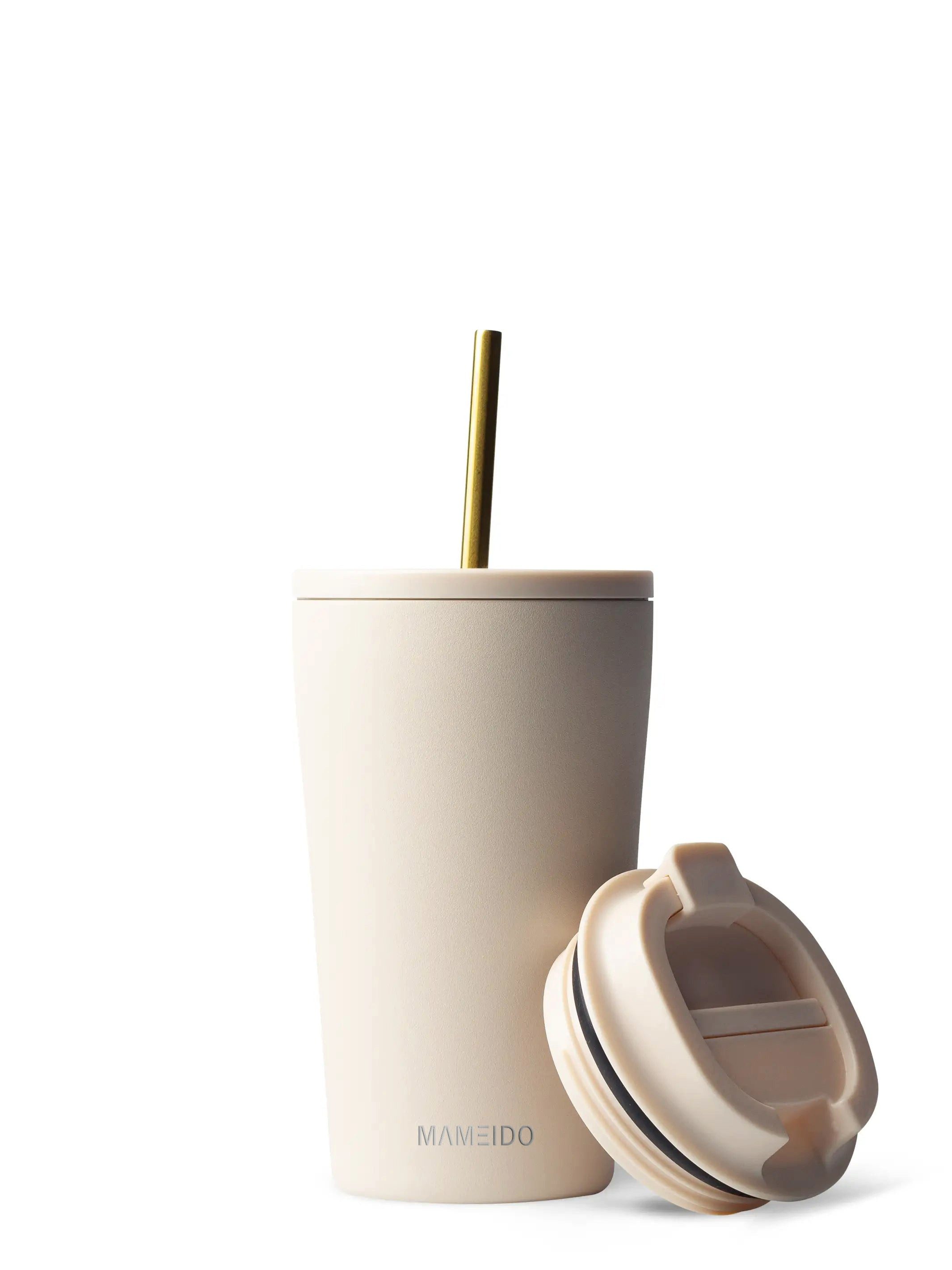 MAMEIDO Thermobecher, Edelstahl, Kunststoff, Silikon, doppelwandig isoliert, auslaufsicher in 350ml, 470ml, 700ml & 1200ml