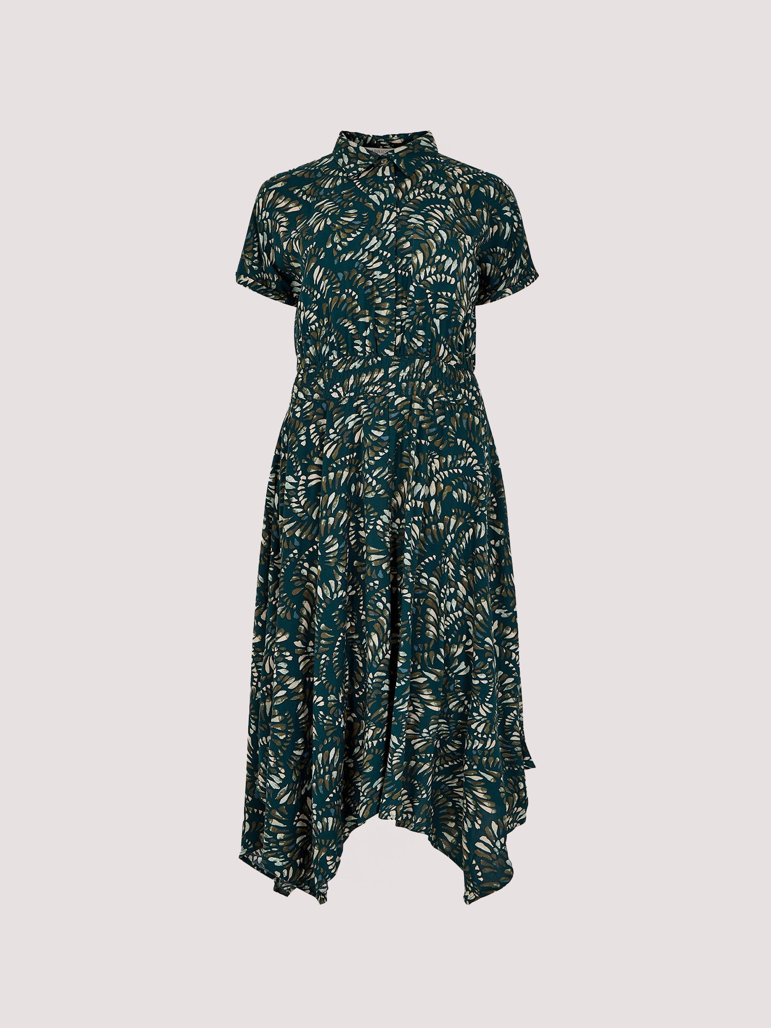 Druckkleid Blattmuster-Midikleid