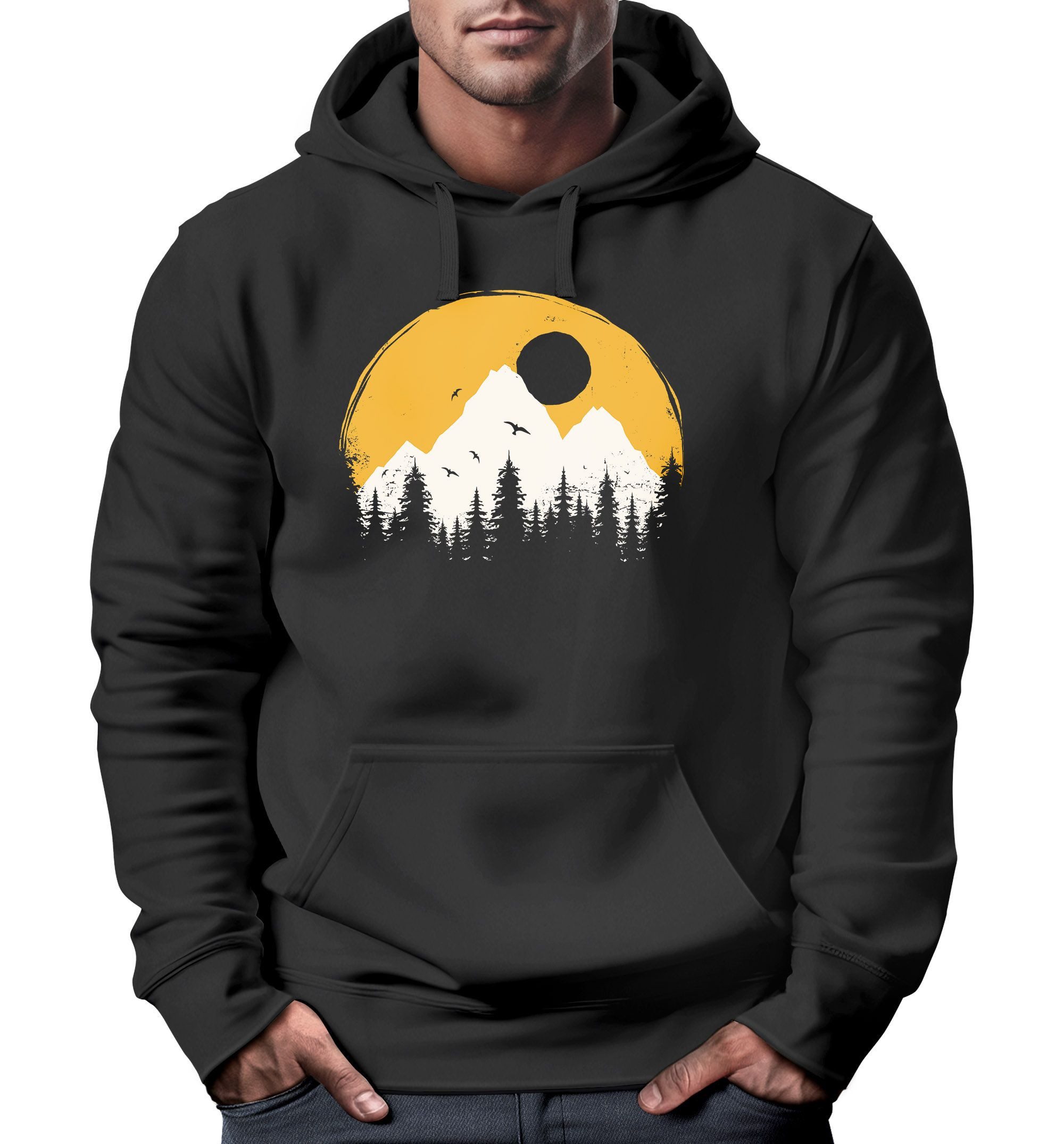 Hoodie Hoodie Herren Outdoor Print Natural Badge Logo Wandern Kapuzenpulli