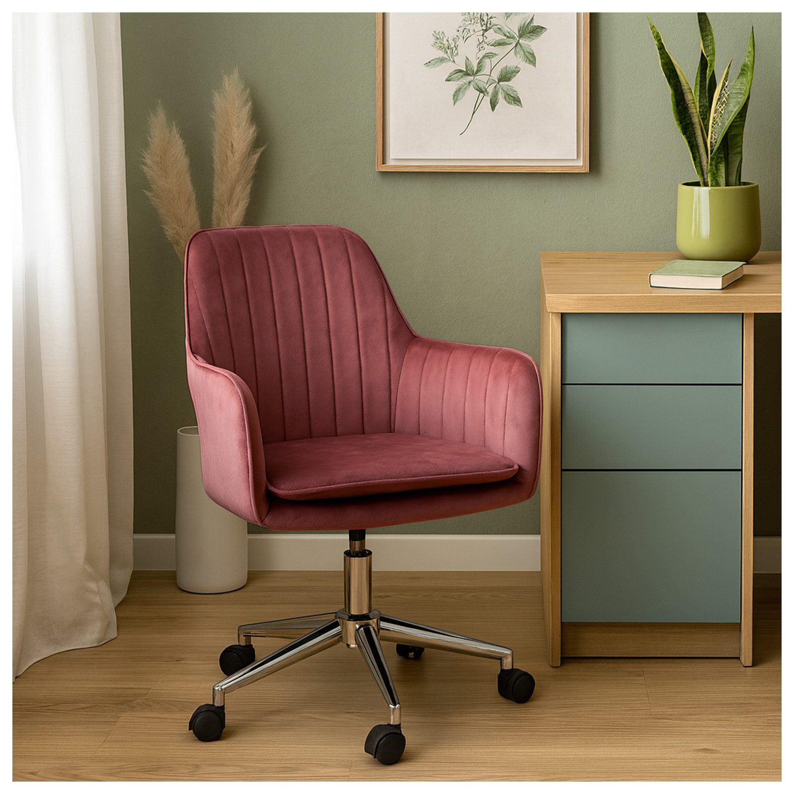 HTI-Living Drehstuhl Drehstuhl Ashley Mauve (Stück, 1 St), Bürostuhl Schreibtischstuhl 360° drehbar, Stufenlos höhenverstellbar