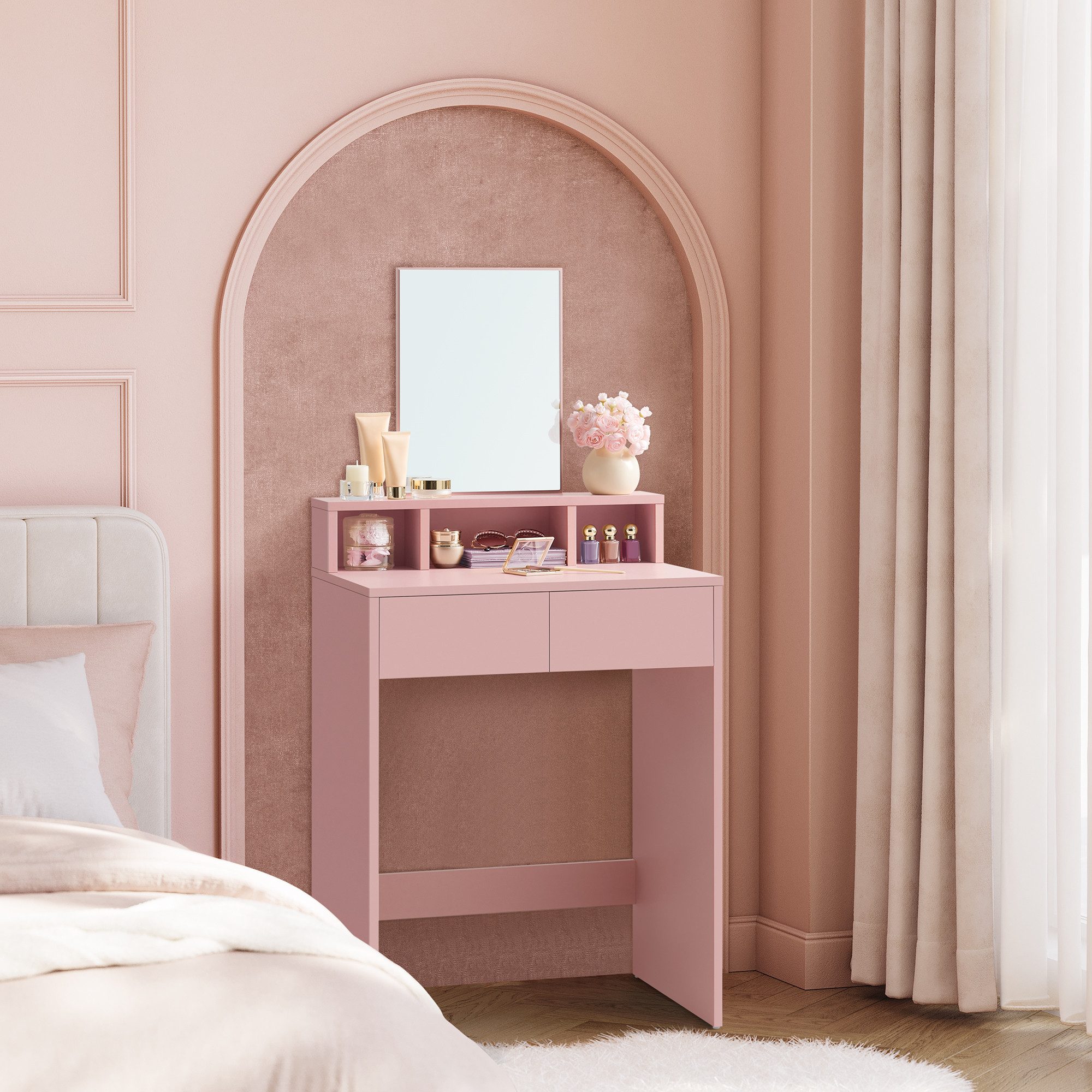 VASAGLE Schminktisch, großem Spiegel, 2 Schubladen, 3 offene Fächer, Modern günstig online kaufen
