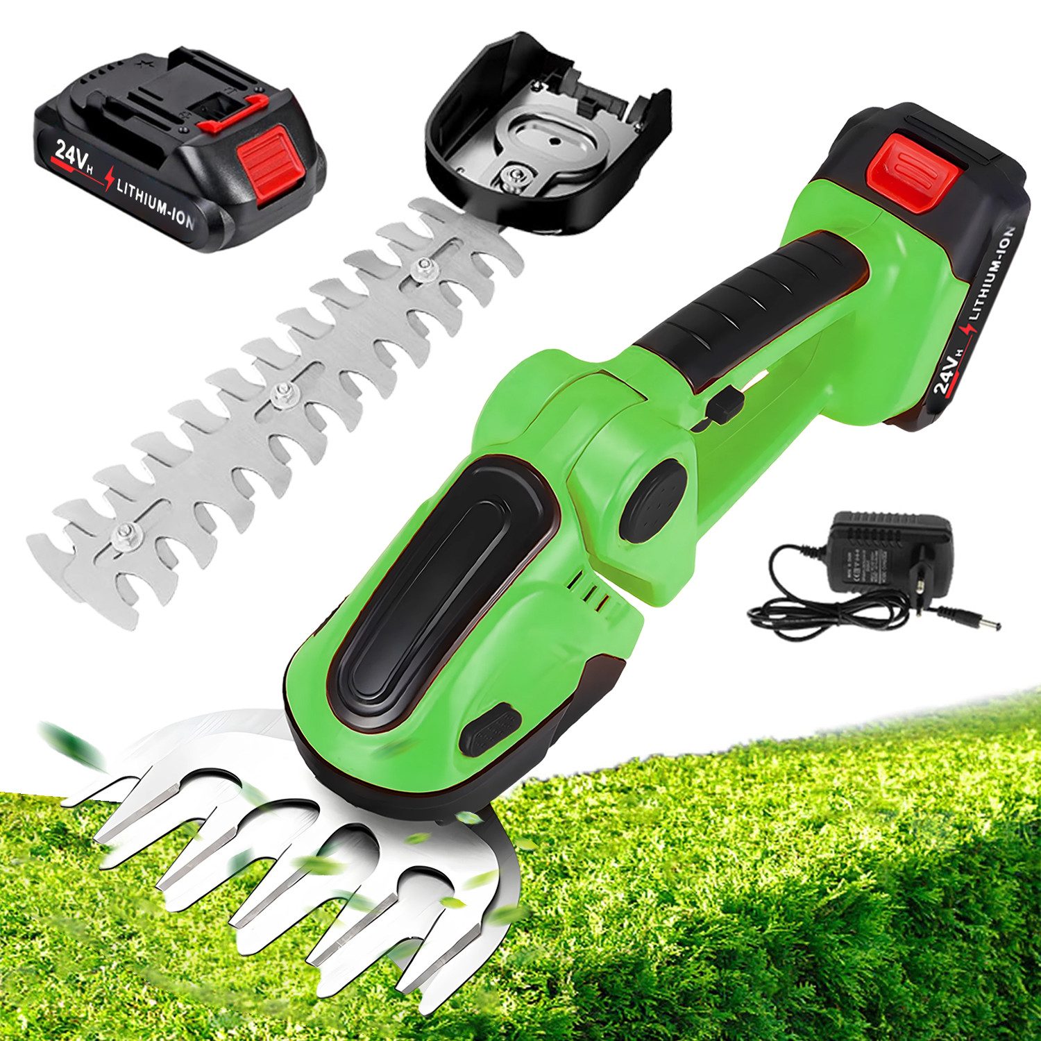 AKKEE Akku-Gras- und Strauchscherenset Akku-Grasschere mit Akku und Ladegerät, Schnittlänge 160 mm