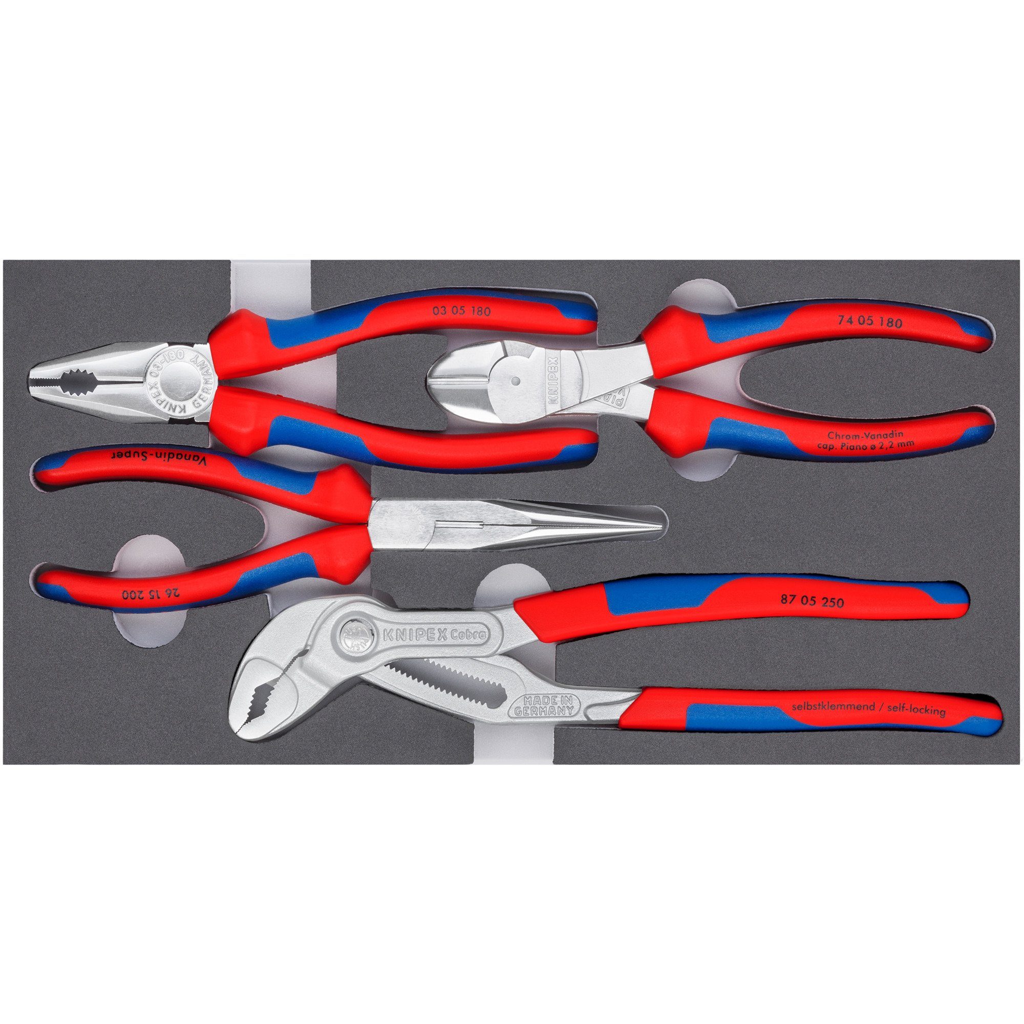 Knipex Greifzange Zangen-Set "Basic Chrom" 002001V17, 4-teilig