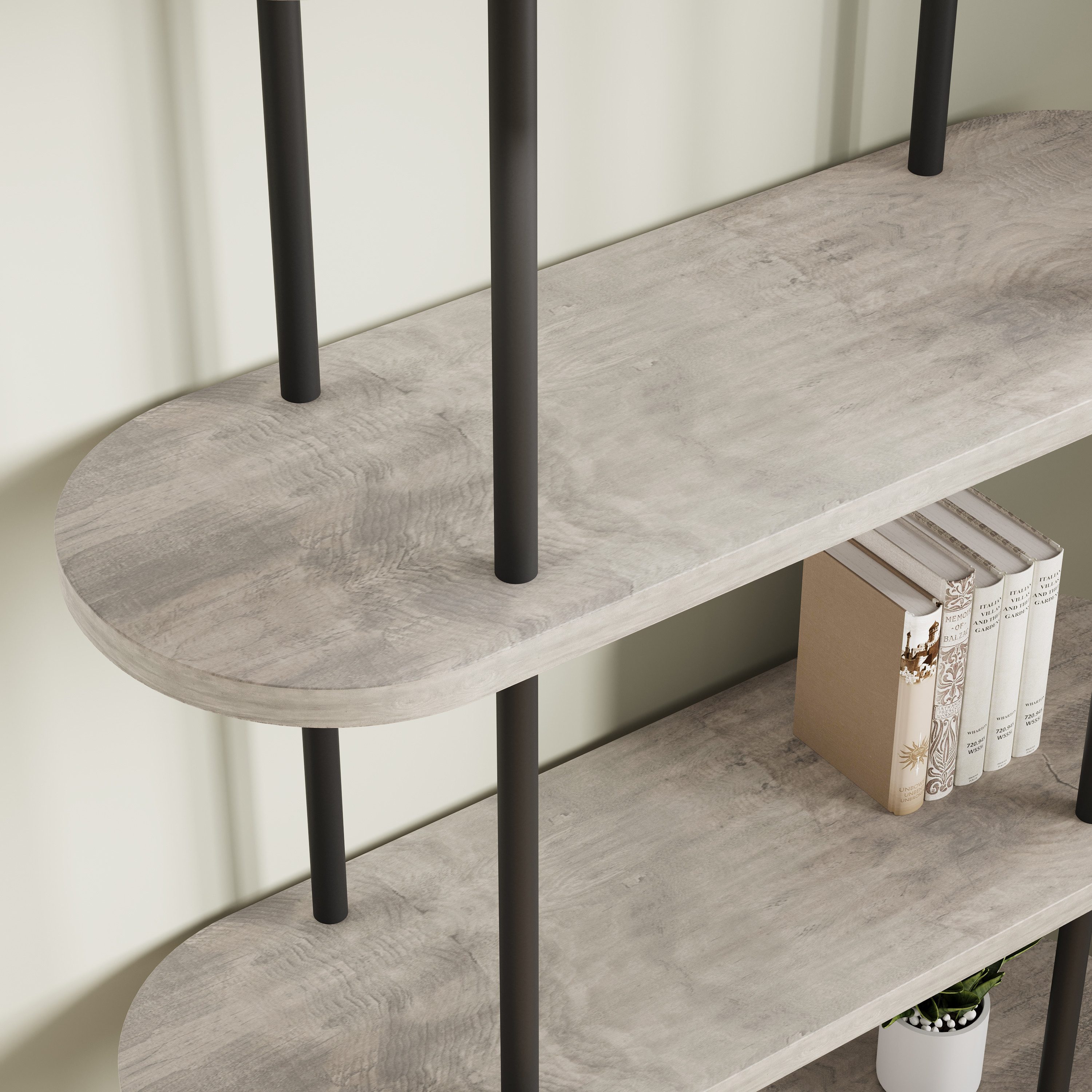 GarveeMore Bücherregal gewölbtes Bücherregal Standregal mit 5 Ebenen 80x30x180cm