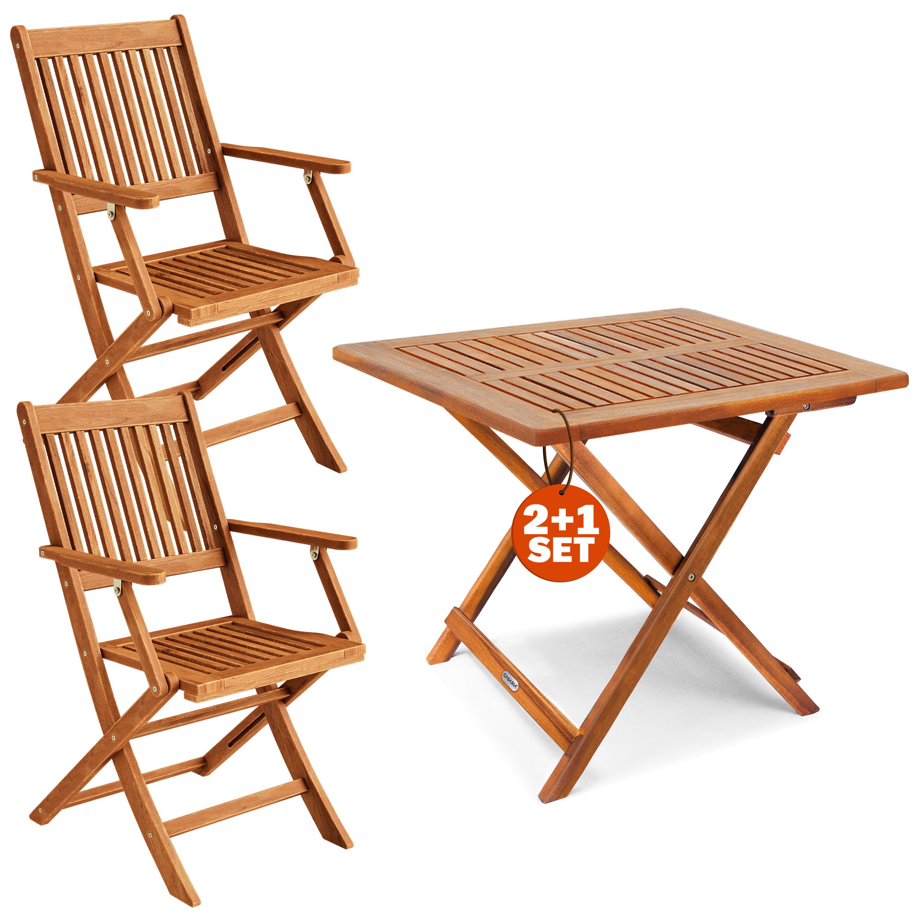 Casaria Balkonset, (3-tlg), Set 2 Personen Holz FSC®-zertifizierte Stühle 160kg Belastbar Balkon