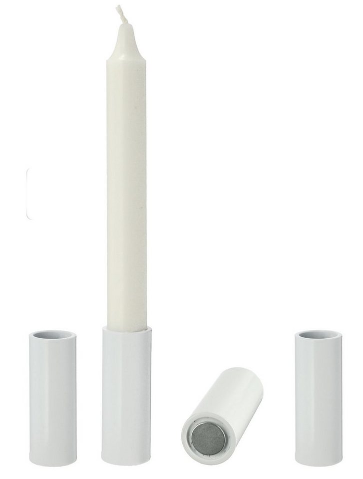 Spetebo Kerzenhalter Magnet Stabkerzen Halter 4er Set je 7,5 cm - weiß (Set,  4 St., 4er-Set), varriabel, Deko, modern, Geburtag,romanstisch, Hochzeit