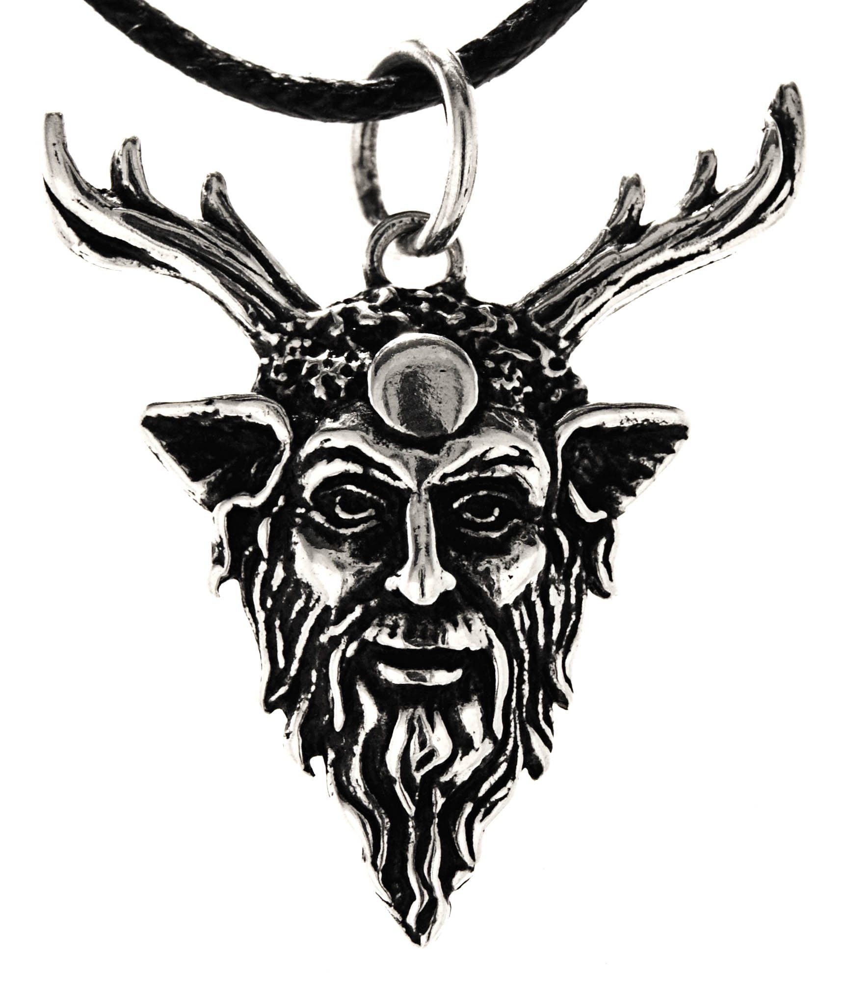 Kiss of Leather Kettenanhänger Cernunnos der gehörnte Gott der Natur Fruchtbar 925 Sterling Silber