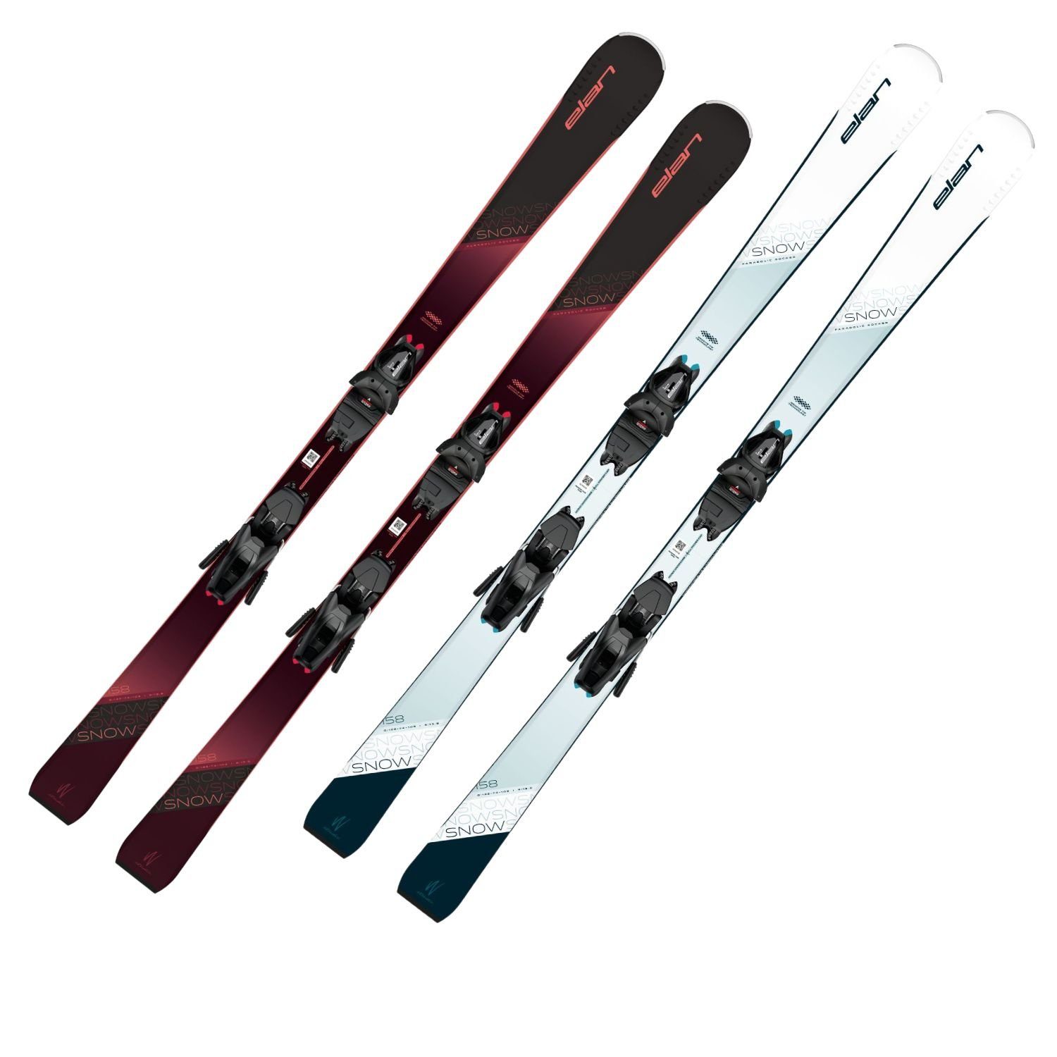 elan Ski, Damenski Ski Elan Snow / White Parabolic Rocker + Bindung EL9.0