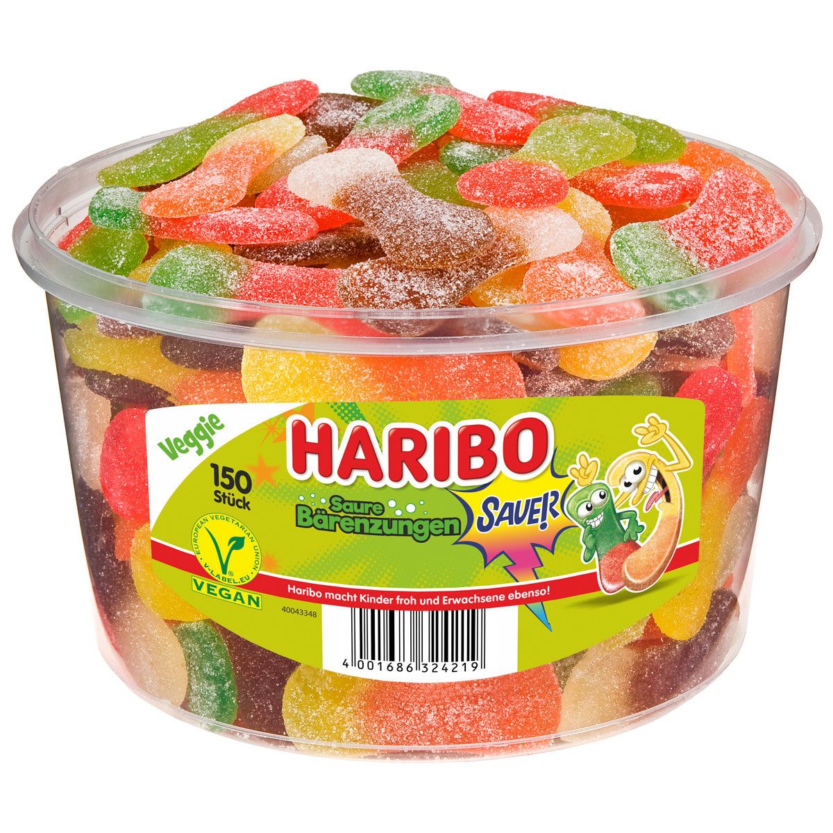 HARIBO Süßigkeit, Haribo saure Bärenzungen saure Fruchtgummis in Bärenform 1350g