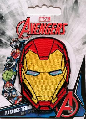 MARVEL Aufnäher Bügelbild, Aufbügler, Applikationen, Patches, Flicken, zum aufbügeln, Polyester, Avengers Iron Man Kopf - Größe: 7,1 x 4,8 cm