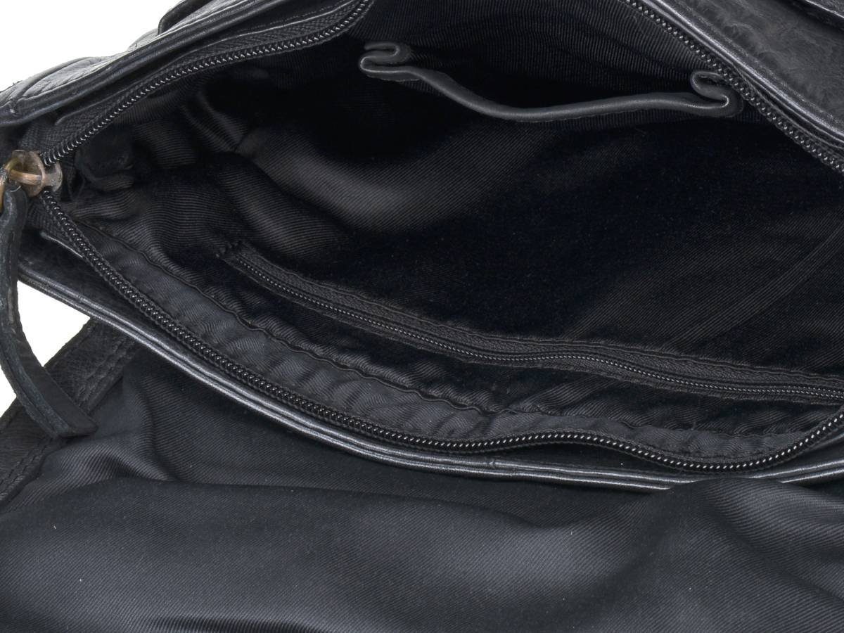 Bear Design Umhängetasche Mattea, Handtasche, in 28x21cm, schwarz Leder black Schultertasche