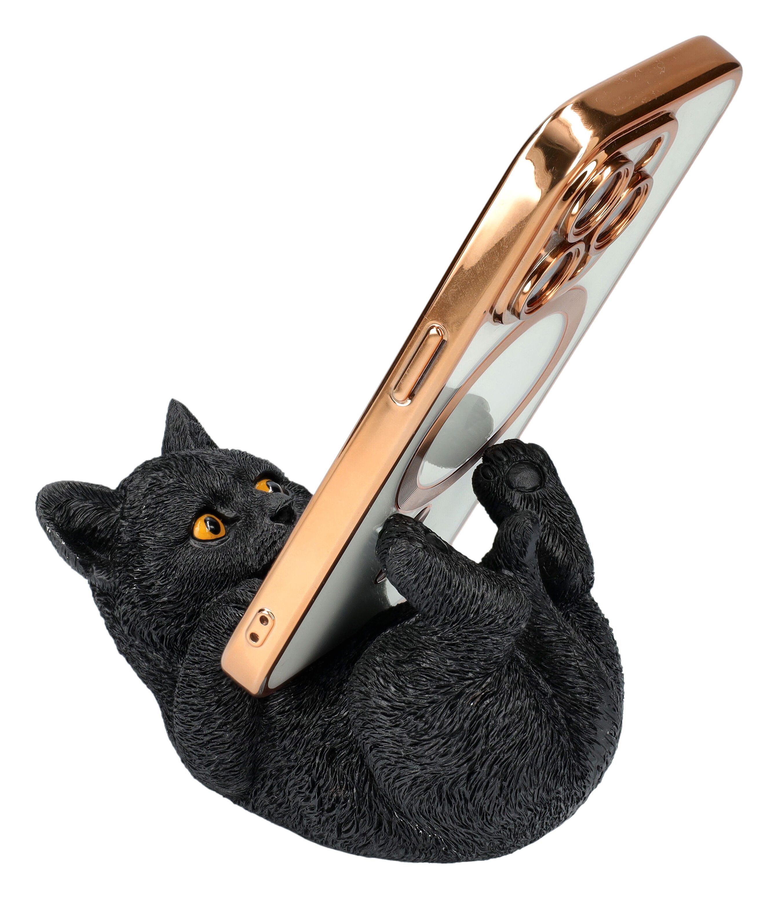 Figuren Shop GmbH Tierfigur Handyhalter Katze schwarz - Familiar Helper - T günstig online kaufen