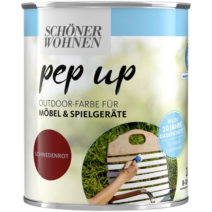 SCHÖNER WOHNEN-Kollektion Lack pep up Outdoor 1 Liter schwedenrot für Möbel und Spielgeräte