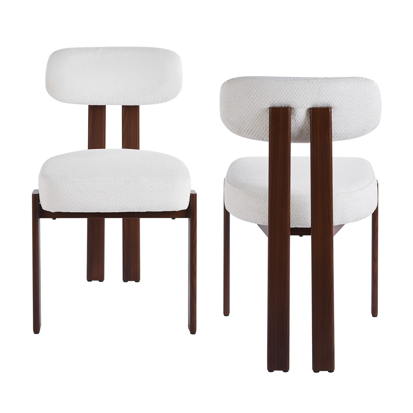 DITAIX Polsterstuhl 2er Set Esszimmerstühle Japandi, Wohnzimmerstuhl (2 St), mit Bouclé-Stoff & Holzoptik Metallgestell