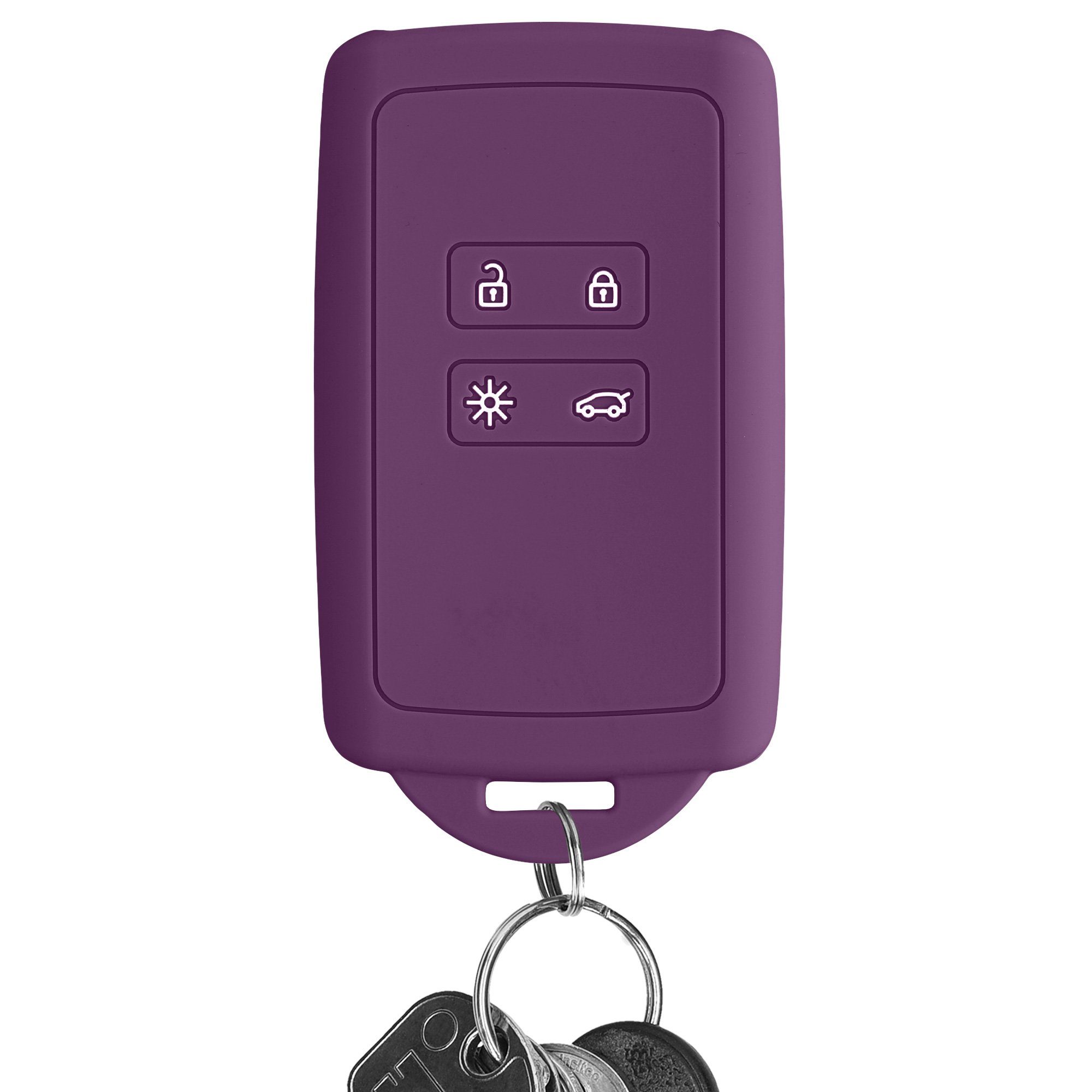 kwmobile Schlüsseltasche Autoschlüssel Silikon Schutzhülle Lila für Hülle Magenta Renault, Schlüsselhülle